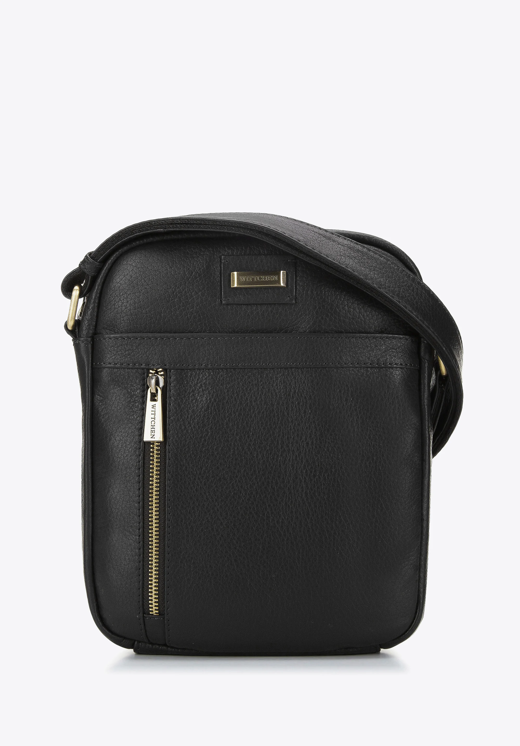 Męska listonoszka skórzana z pionowym suwakiem