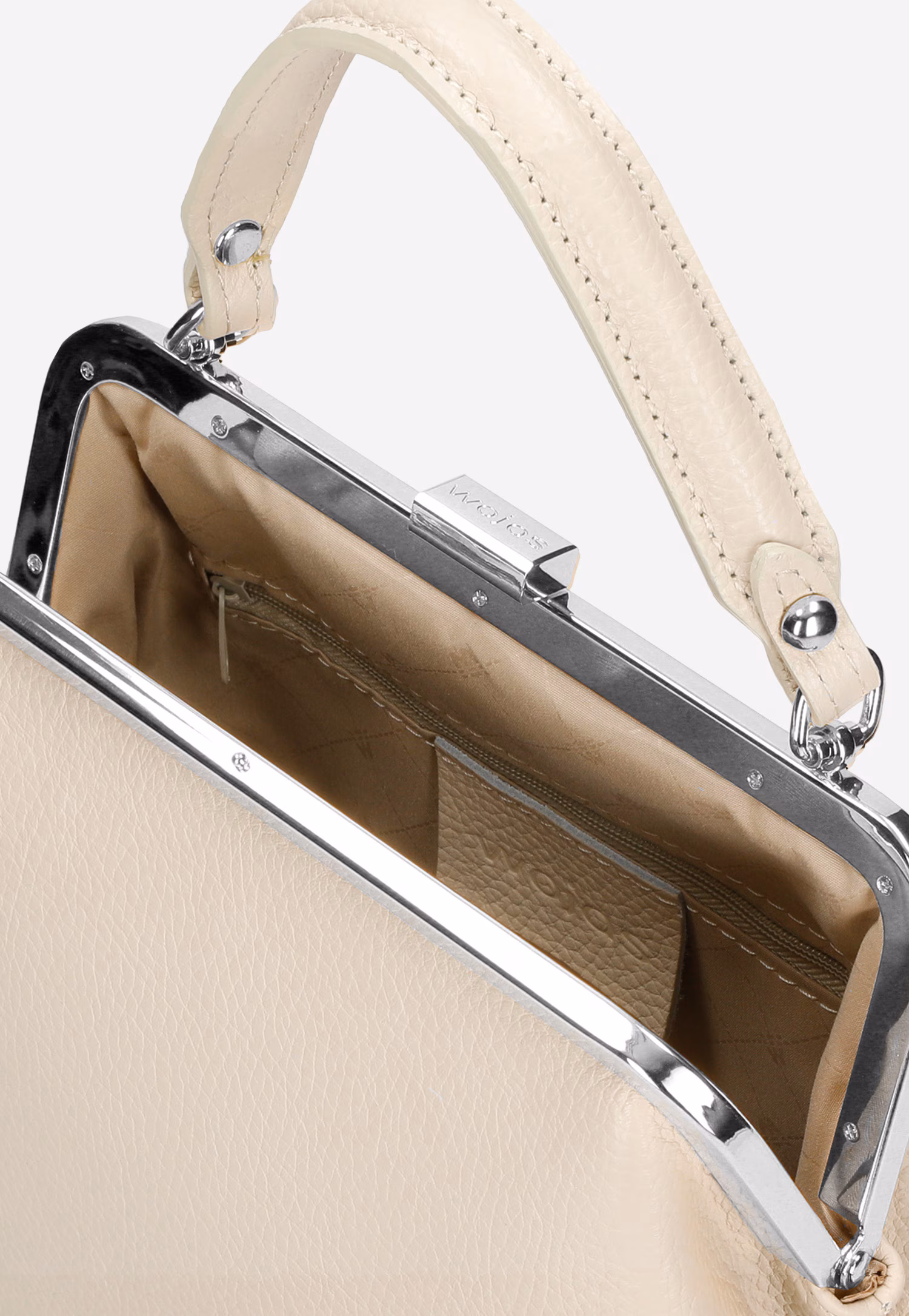 Beżowa skórzana torebka frame bag