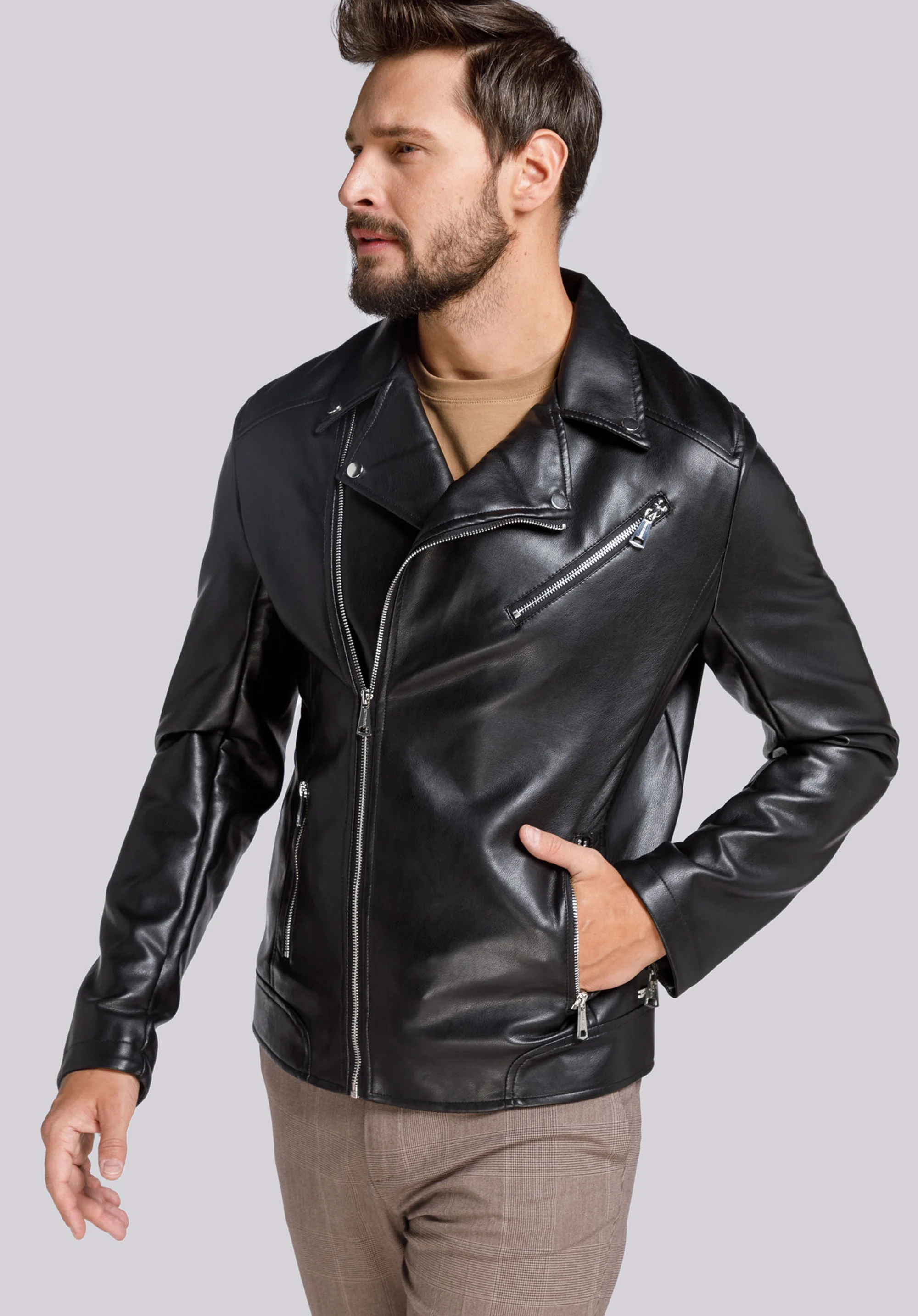 Męska ramoneska z ukośnym suwakiem klasyczna