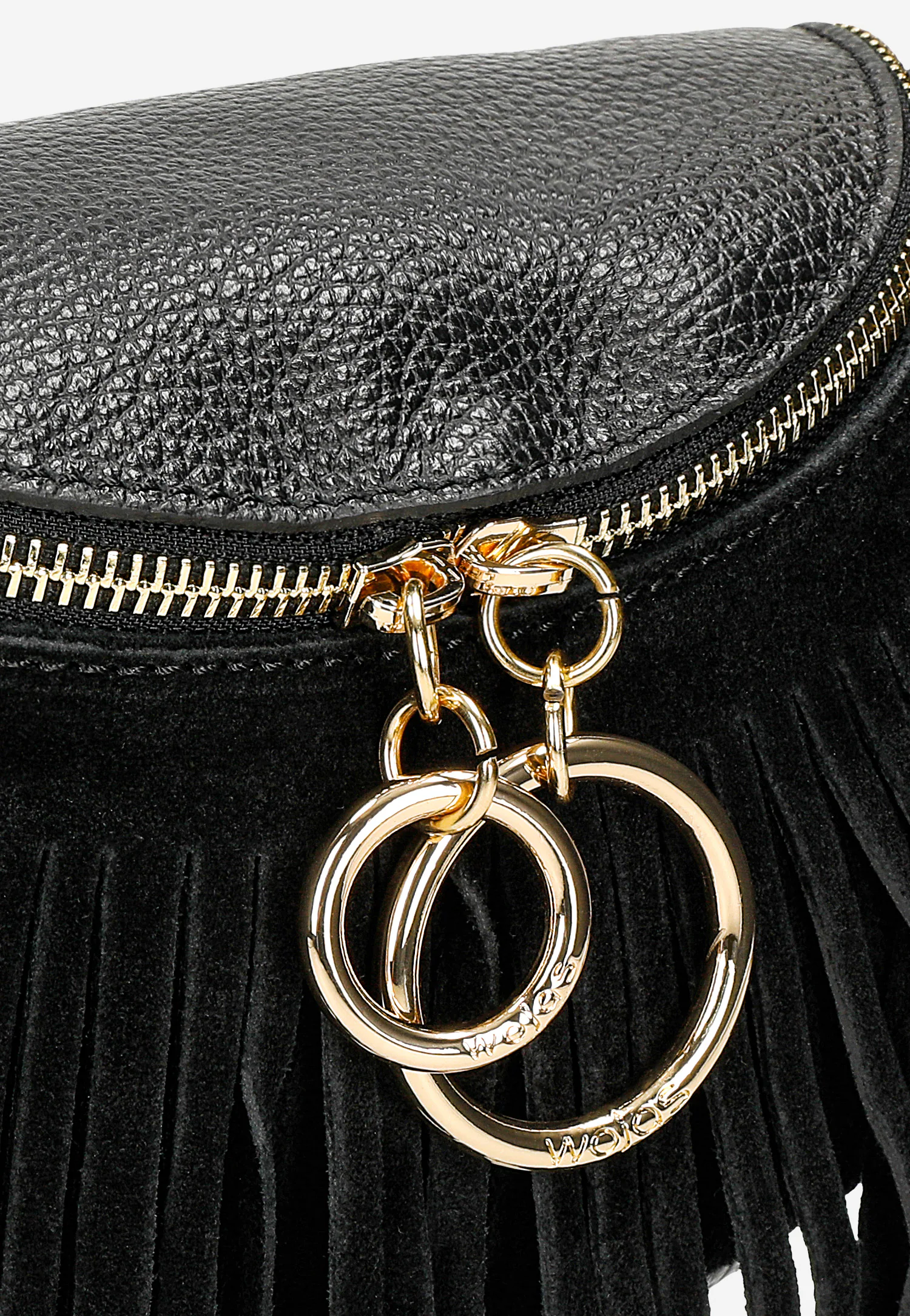 Brązowa nerka damska z frędzlami