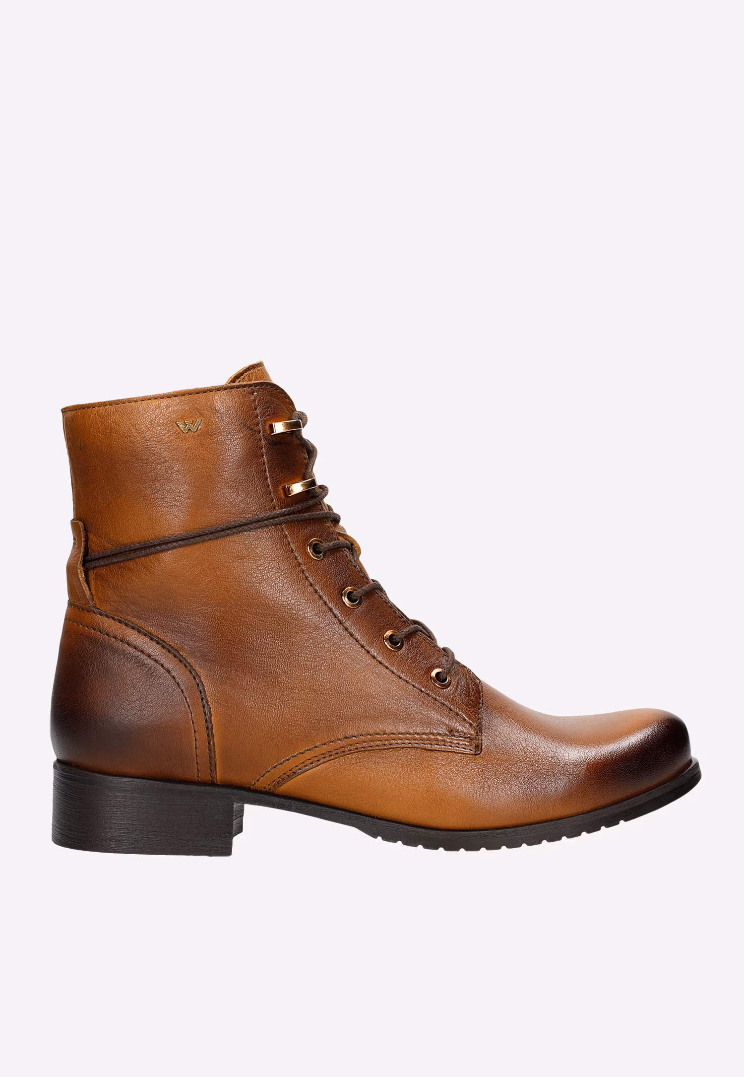 Jasnobrązowe trzewiki damskie sznurowane