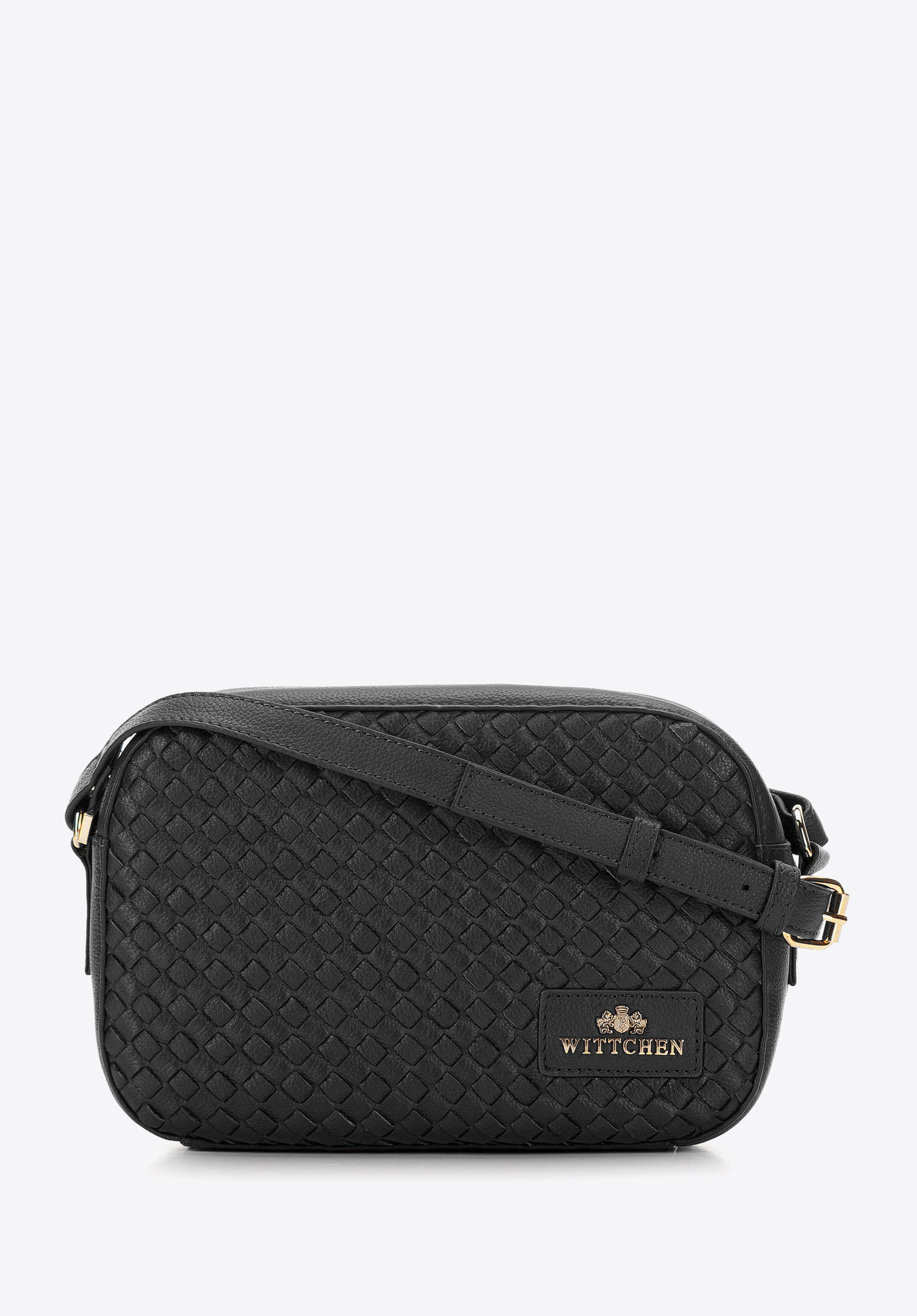 Damska torebka skórzana z plecionką na przodzie