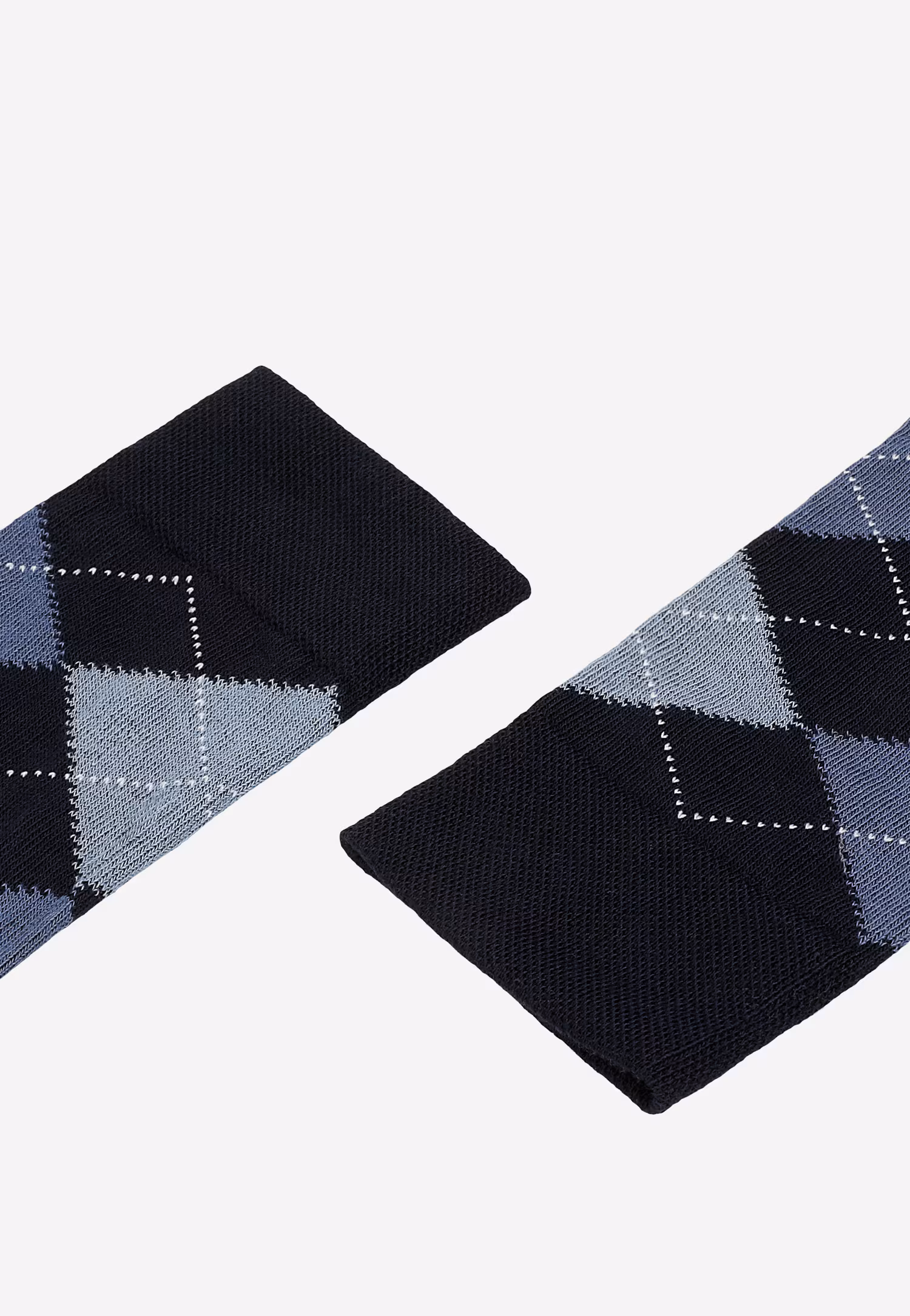 Granatowe wysokie skarpety w niebieskie romby