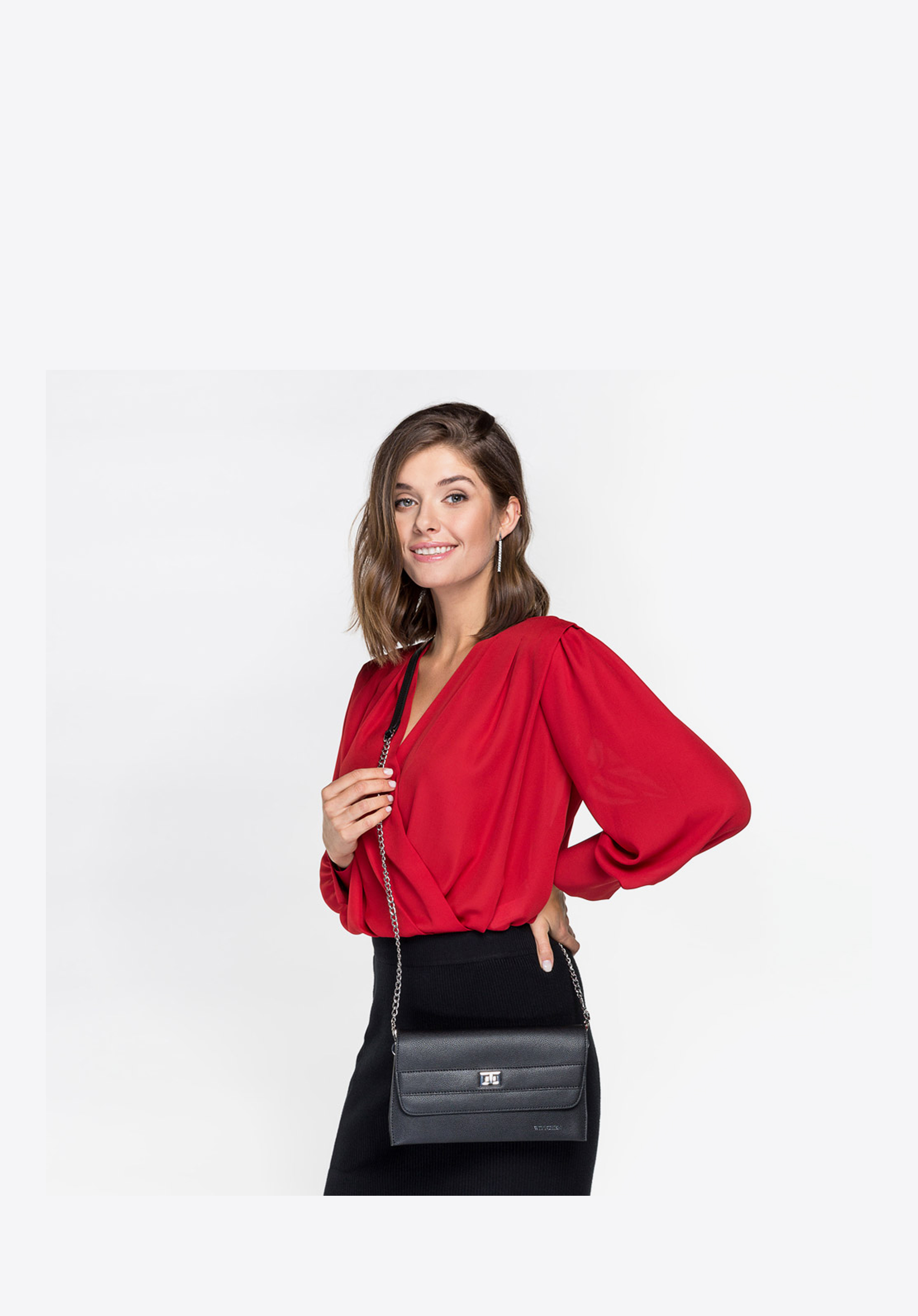 Torebka wieczorowa ze skóry groszkowej