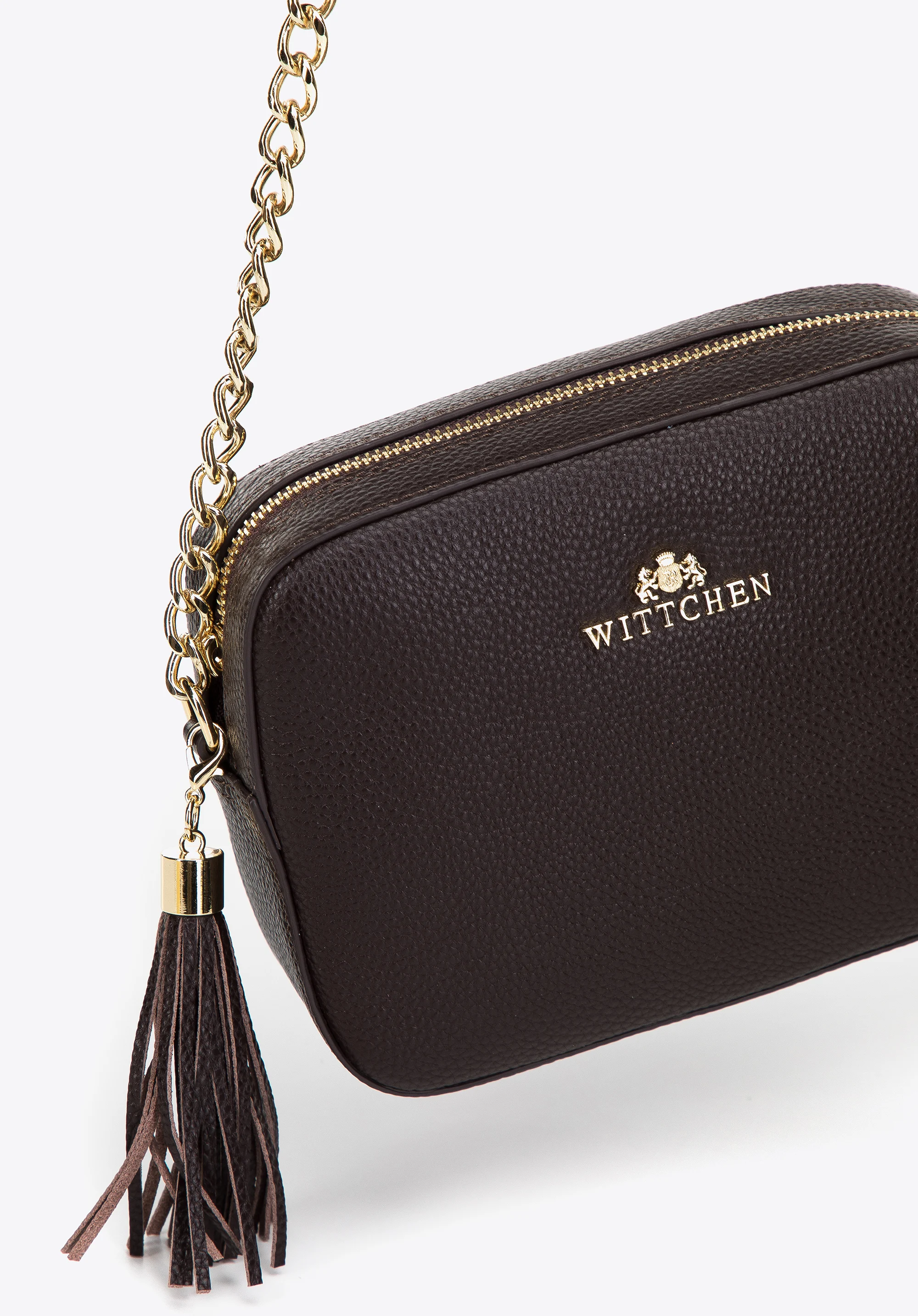 Damska listonoszka skórzana pudełkowa na łańcuszku