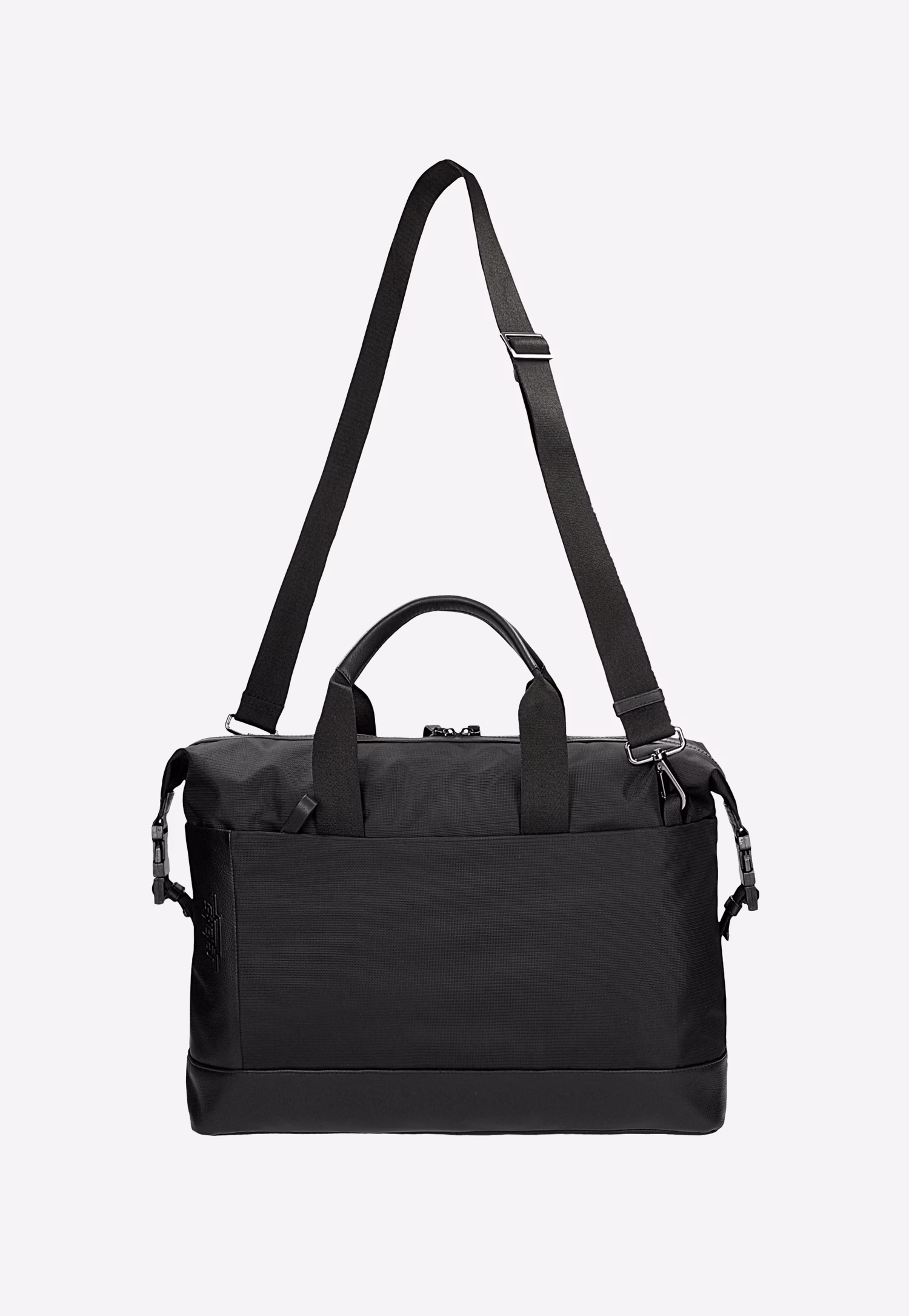 Czarna weekendowa torba męska RELAKS z tkaniny i skóry licowej