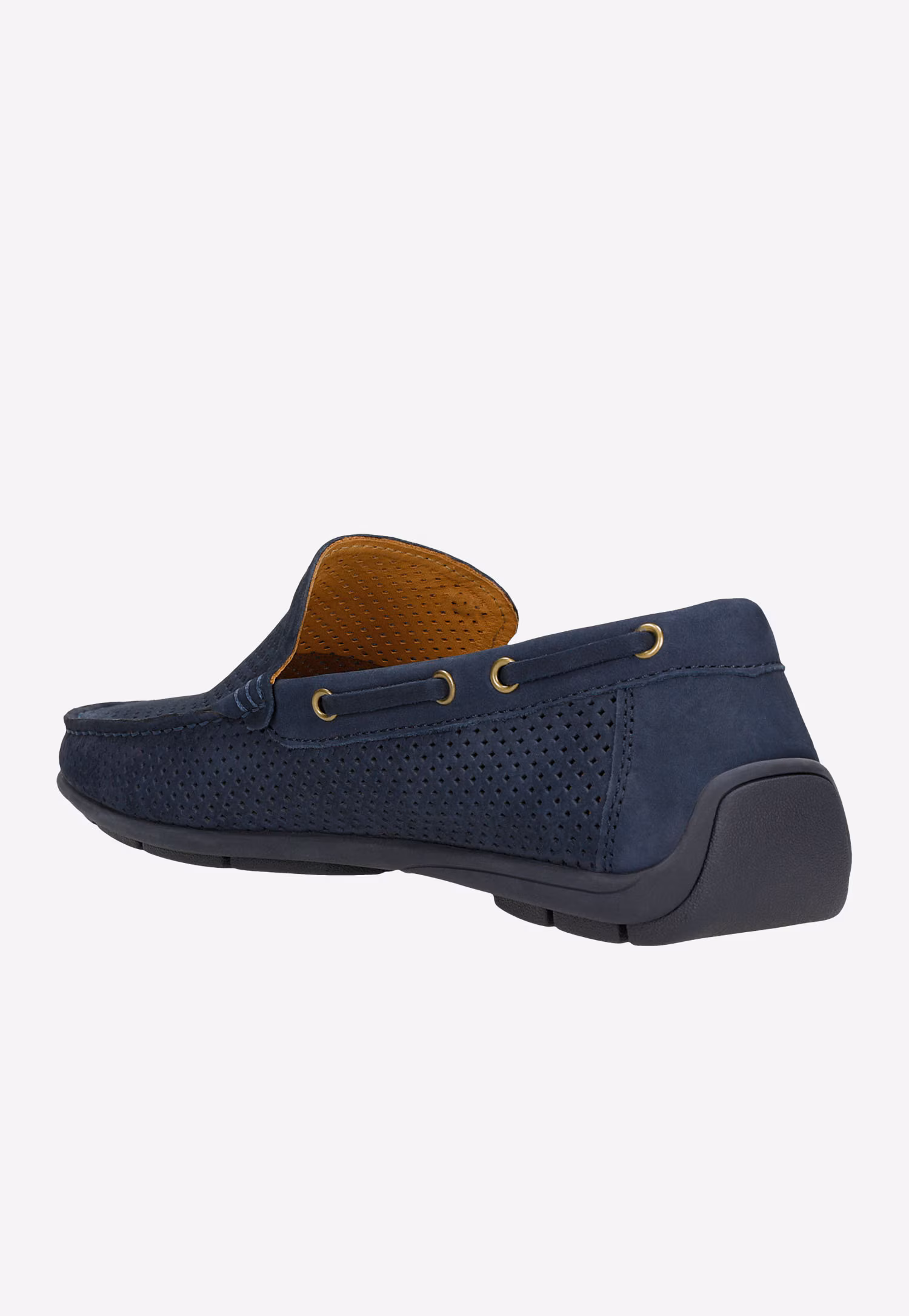 Brązowe ażurowe mokasyny męskie ze skóry licowej