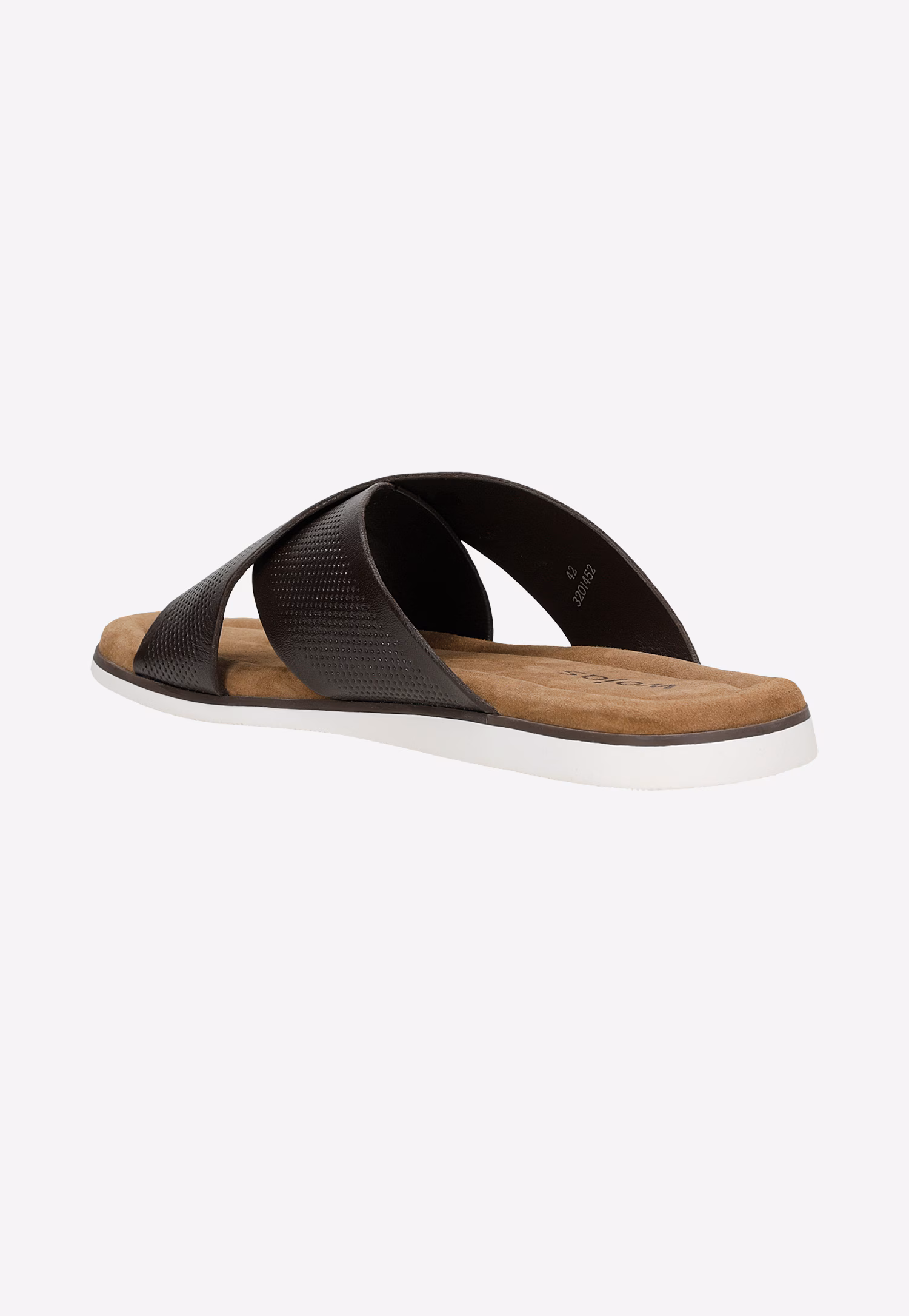 Ciemnobrązowe klapki męskie z perforowanej skóry licowej