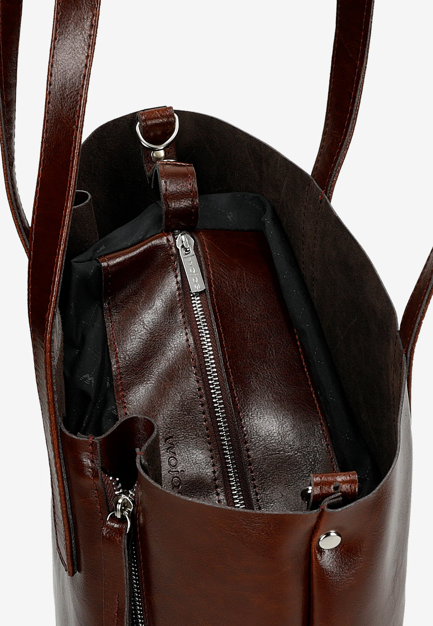 Skórzana bordowa shopperka damska