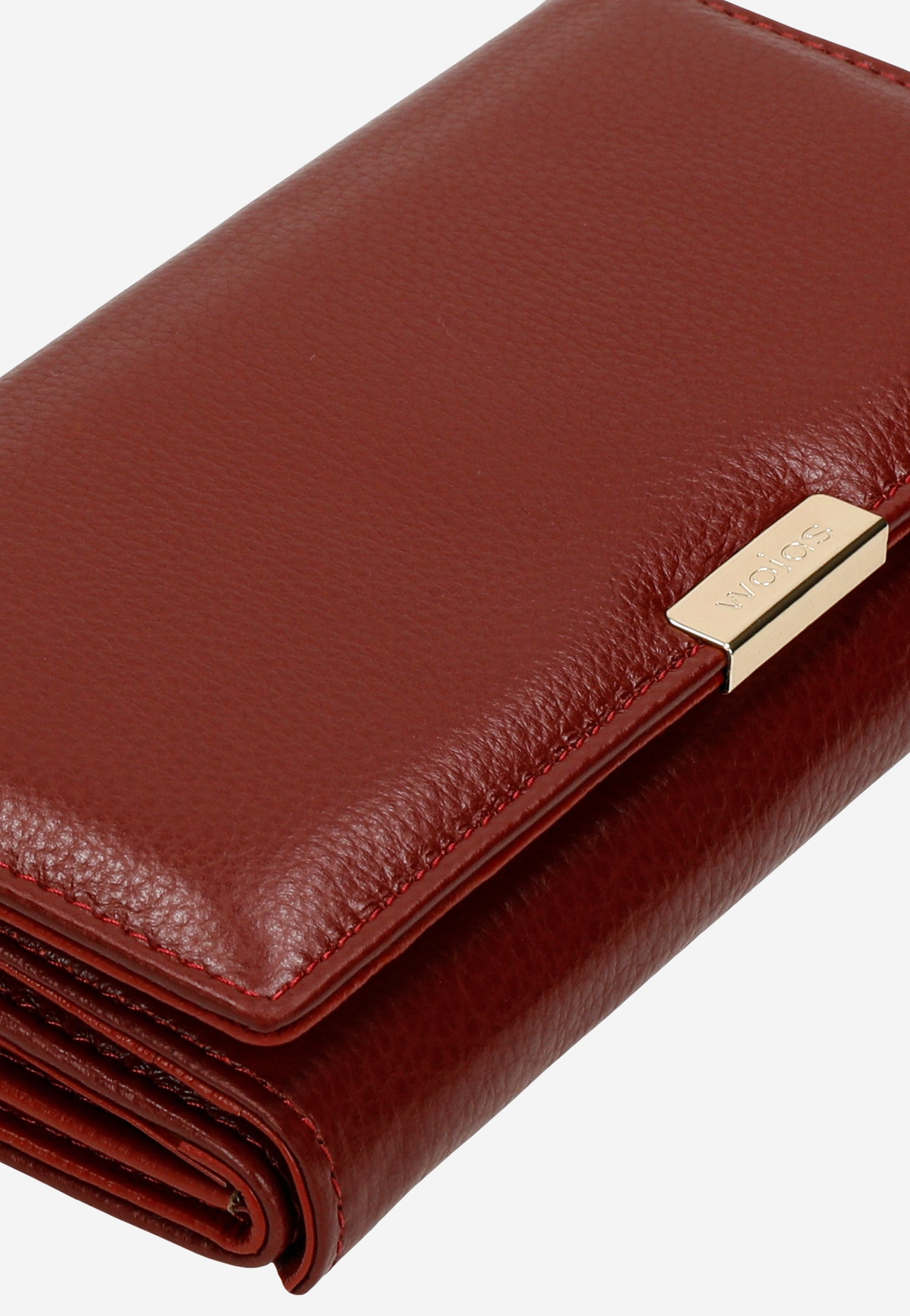 Duży beżowy portfel damski z lakierowanej skóry