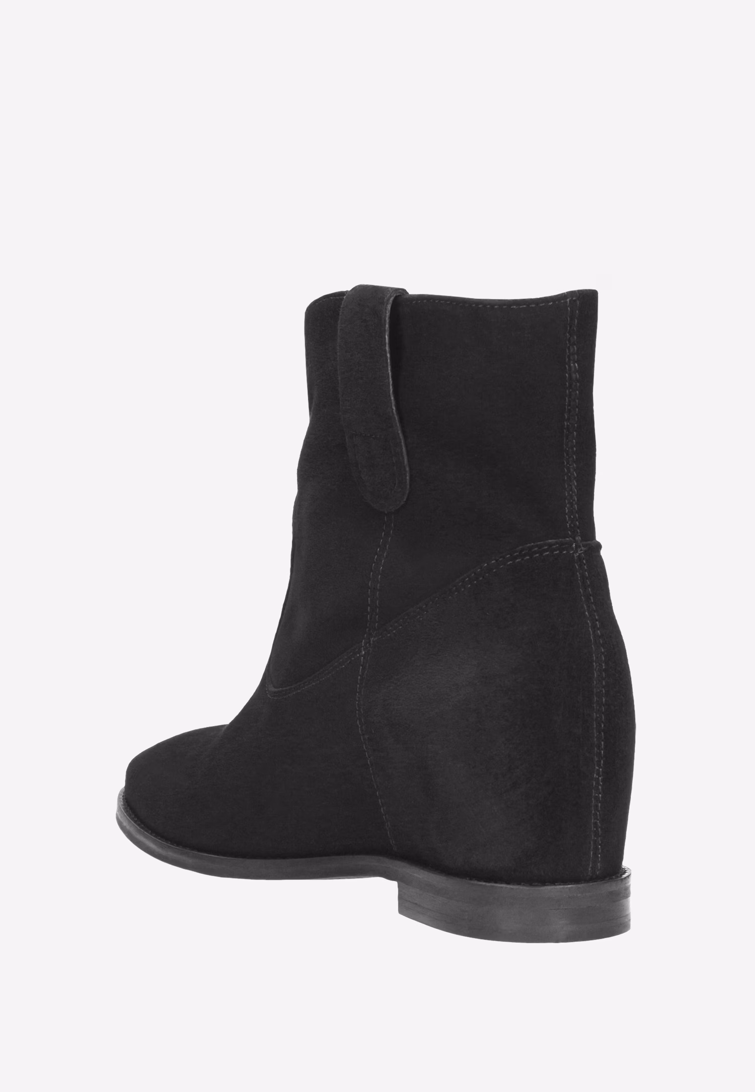 Czarne welurowe botki na koturnie