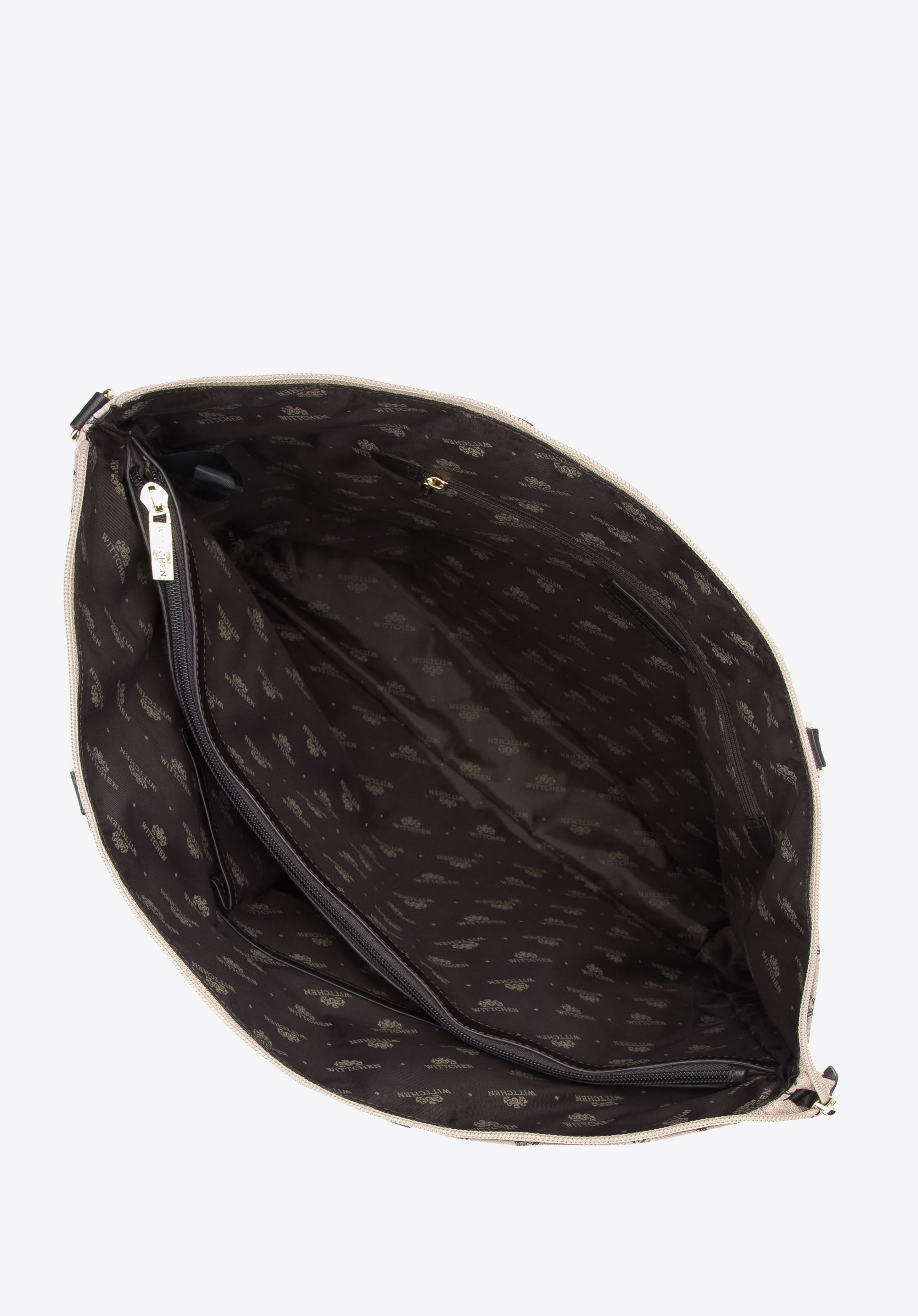 Torebka shopperka z żakardu i skóry