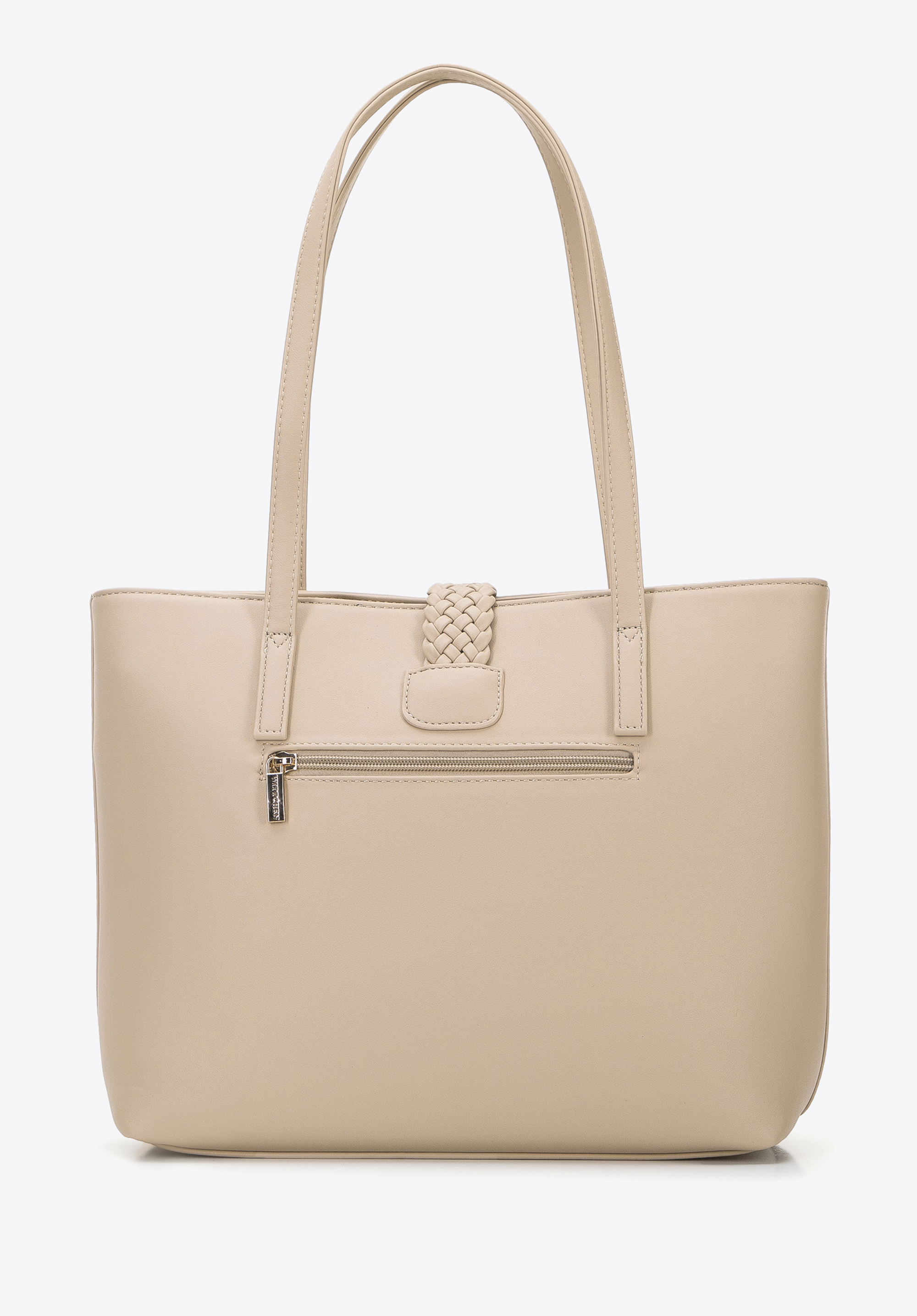 Torebka shopperka z paskiem z plecionki