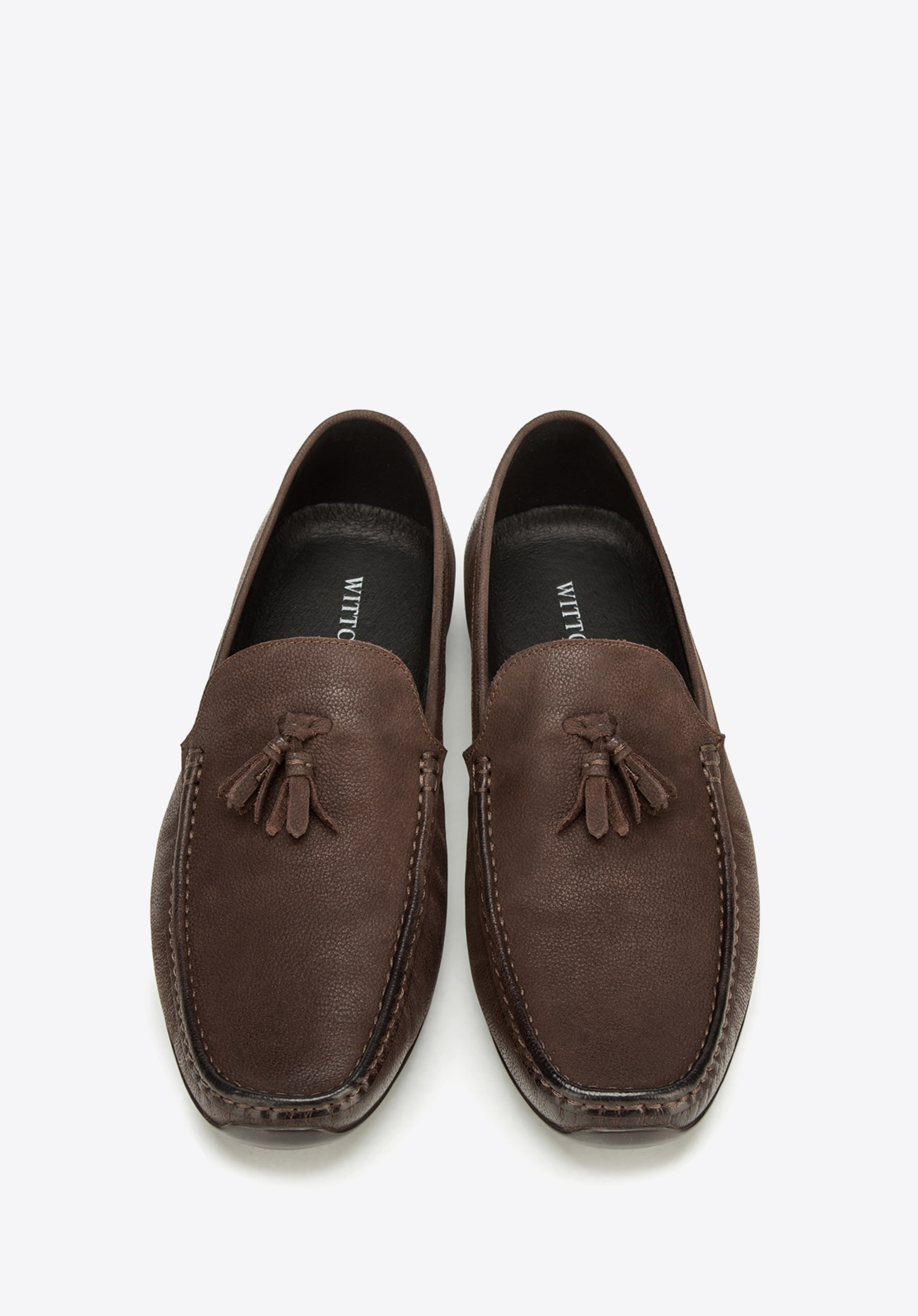 Męskie mokasyny z nubuku z chwostami