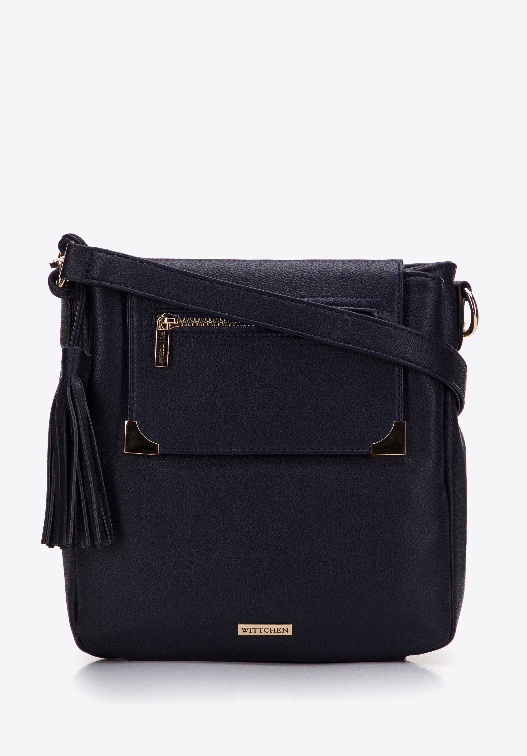 Torebka worek trzykomorowa z klapą z okuciami