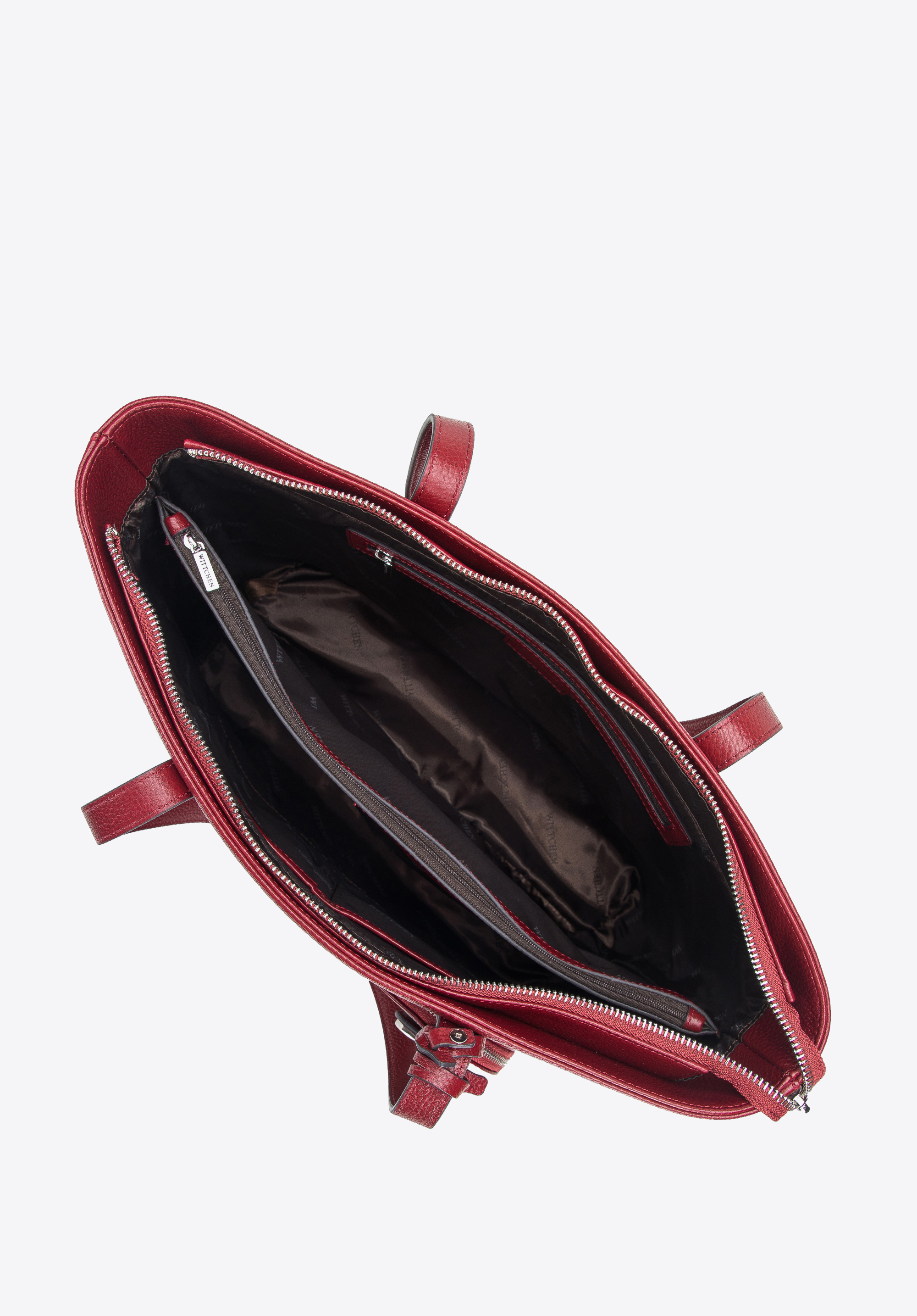 Torebka shopperka ze skóry naturalnej z etui i breloczkiem