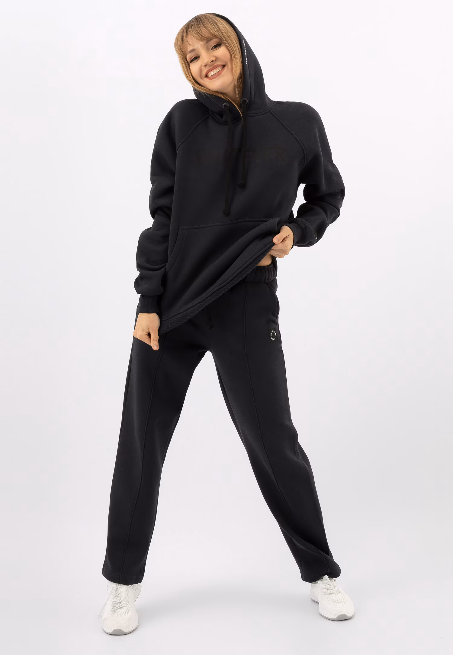 RELAKS bluza damska w kolorze ciemnego popielu z czarnym napisem