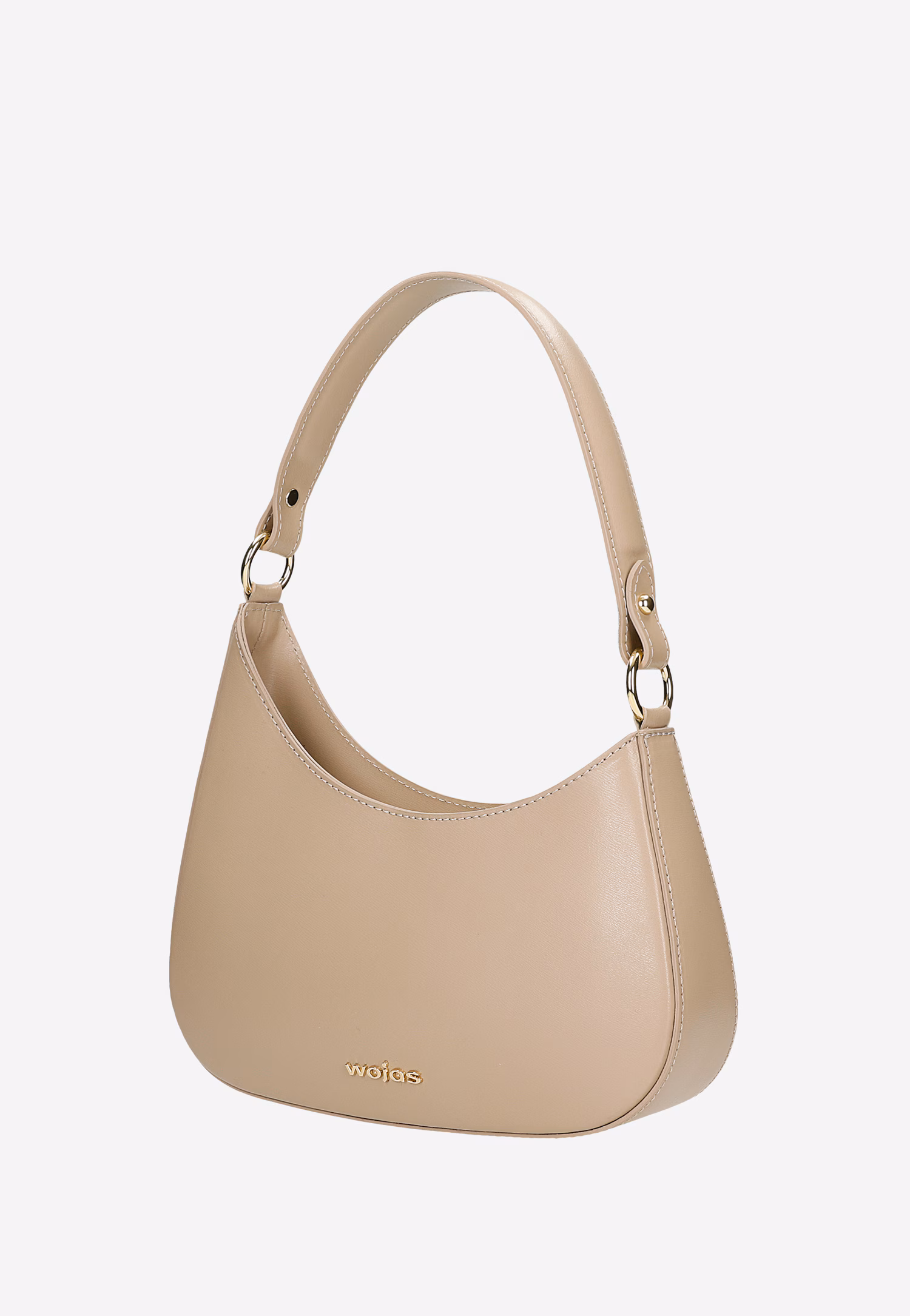 Brązowa skórzana asymetryczna torebka typu bagietka