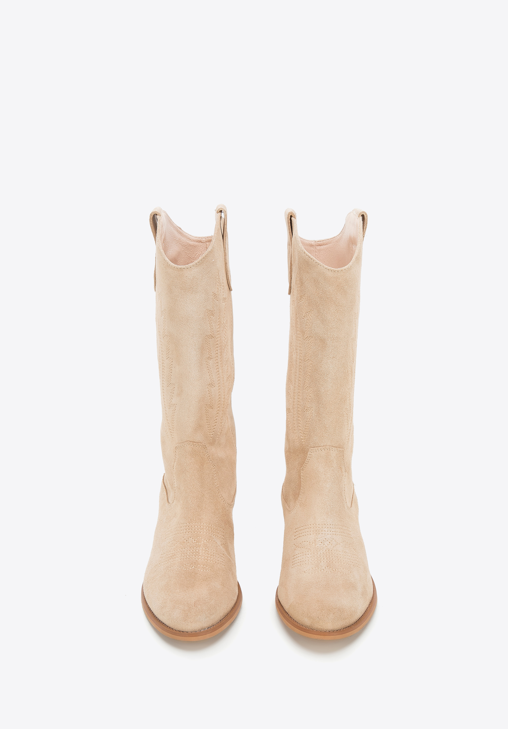 Kowbojki zamszowe haftowane wysokie