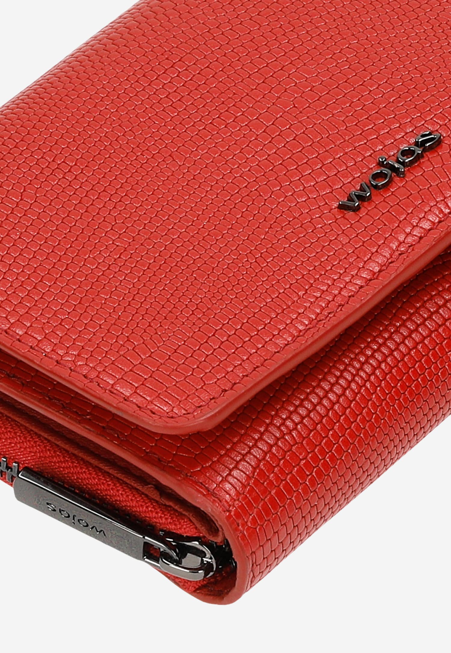 Czarny skórzany portfel damski z tłoczeniem