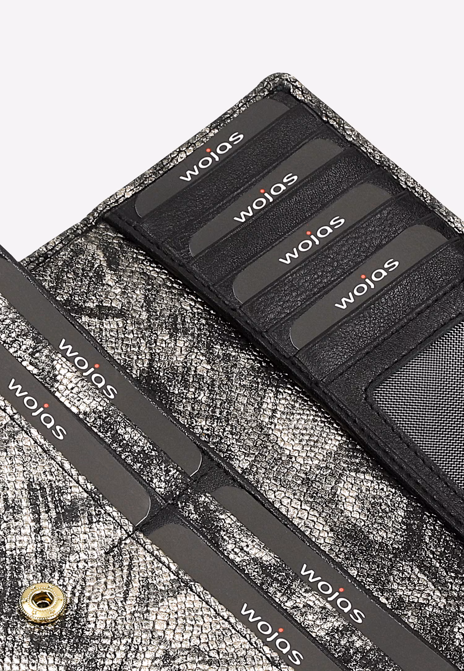 Duży czarno-złoty portfel damski w zwierzęcy print