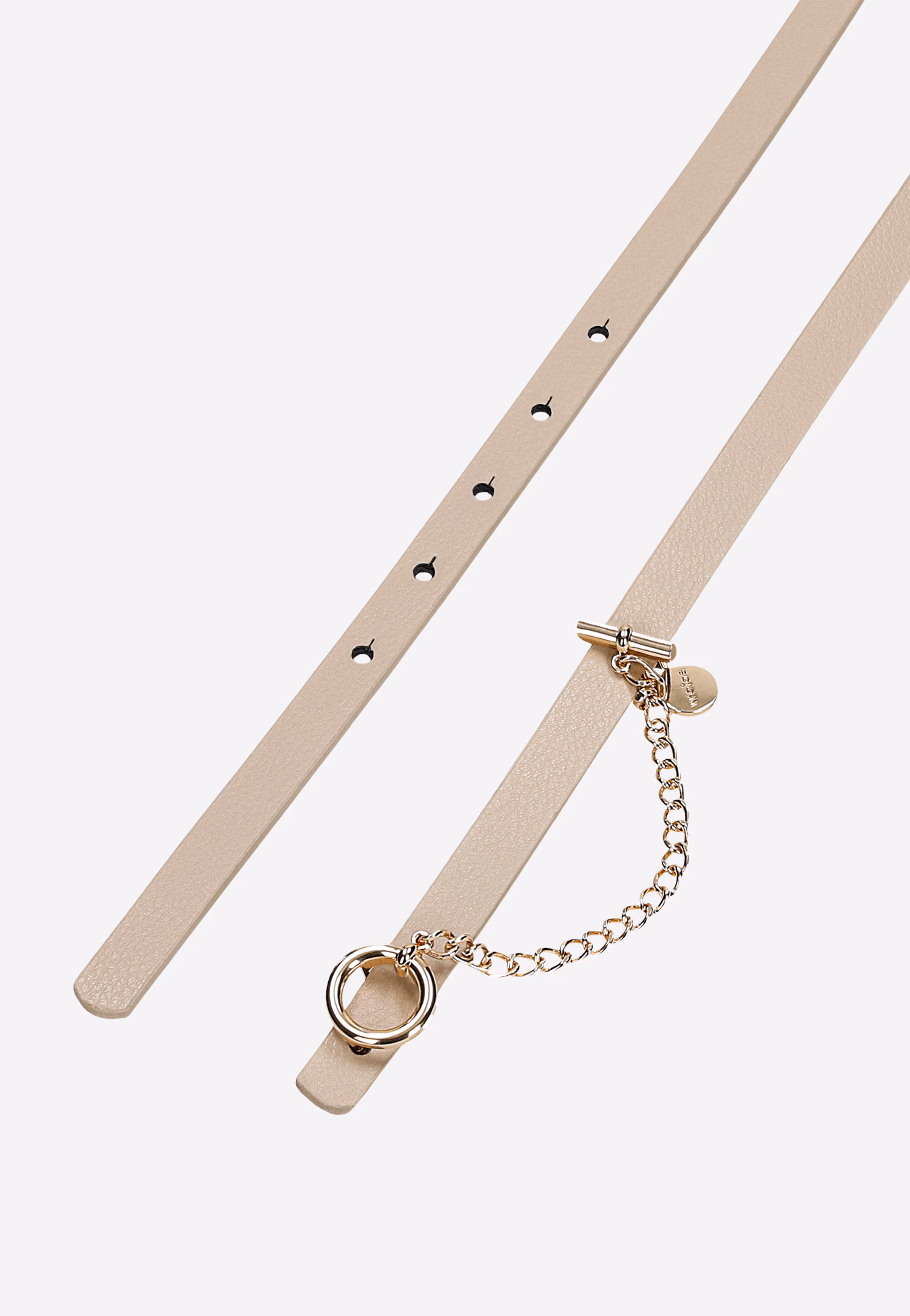 Dwustronny pasek damski granatowo-biały z ozdobnym łańcuszkiem