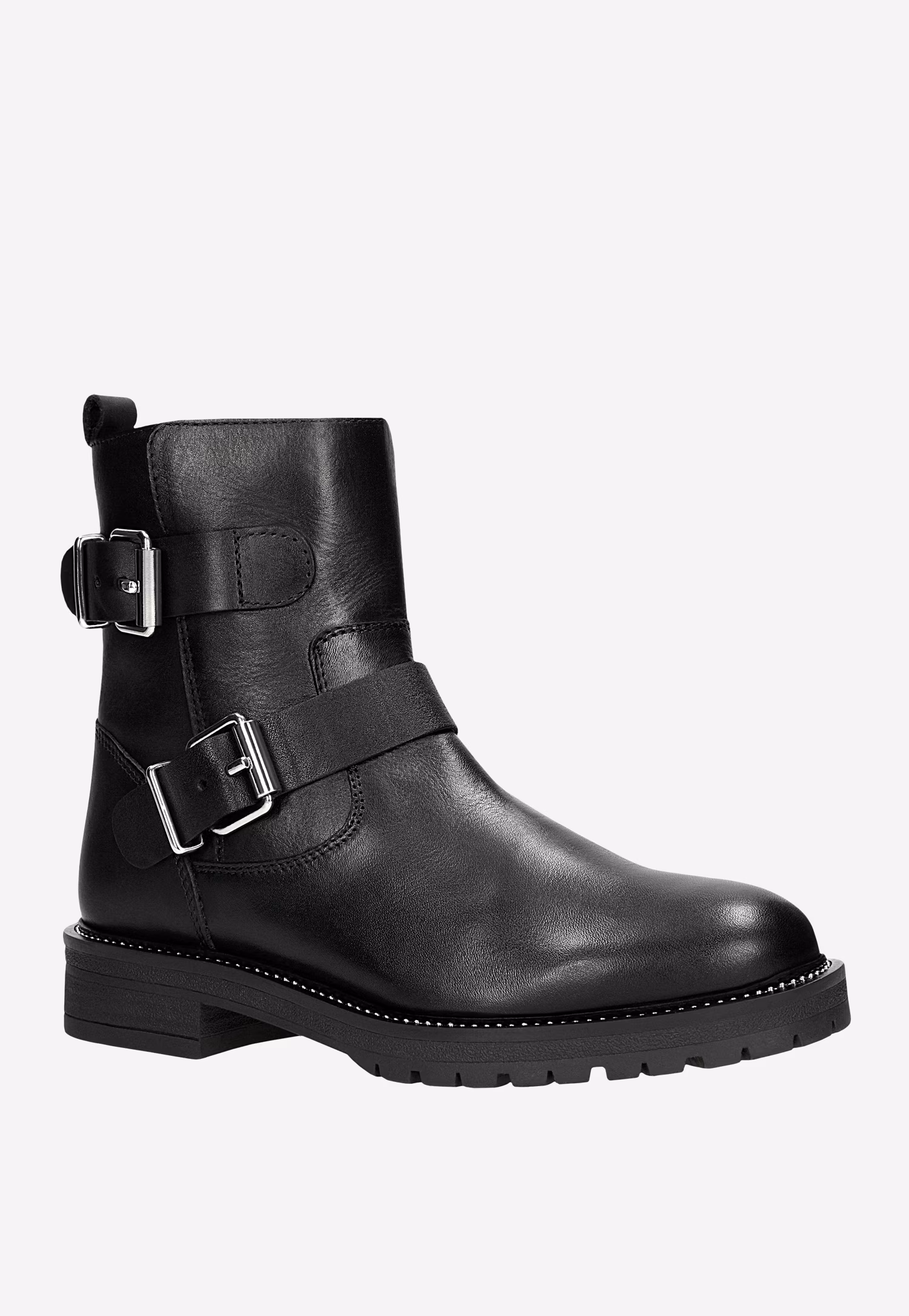 Czarne skórzane botki z klamrami