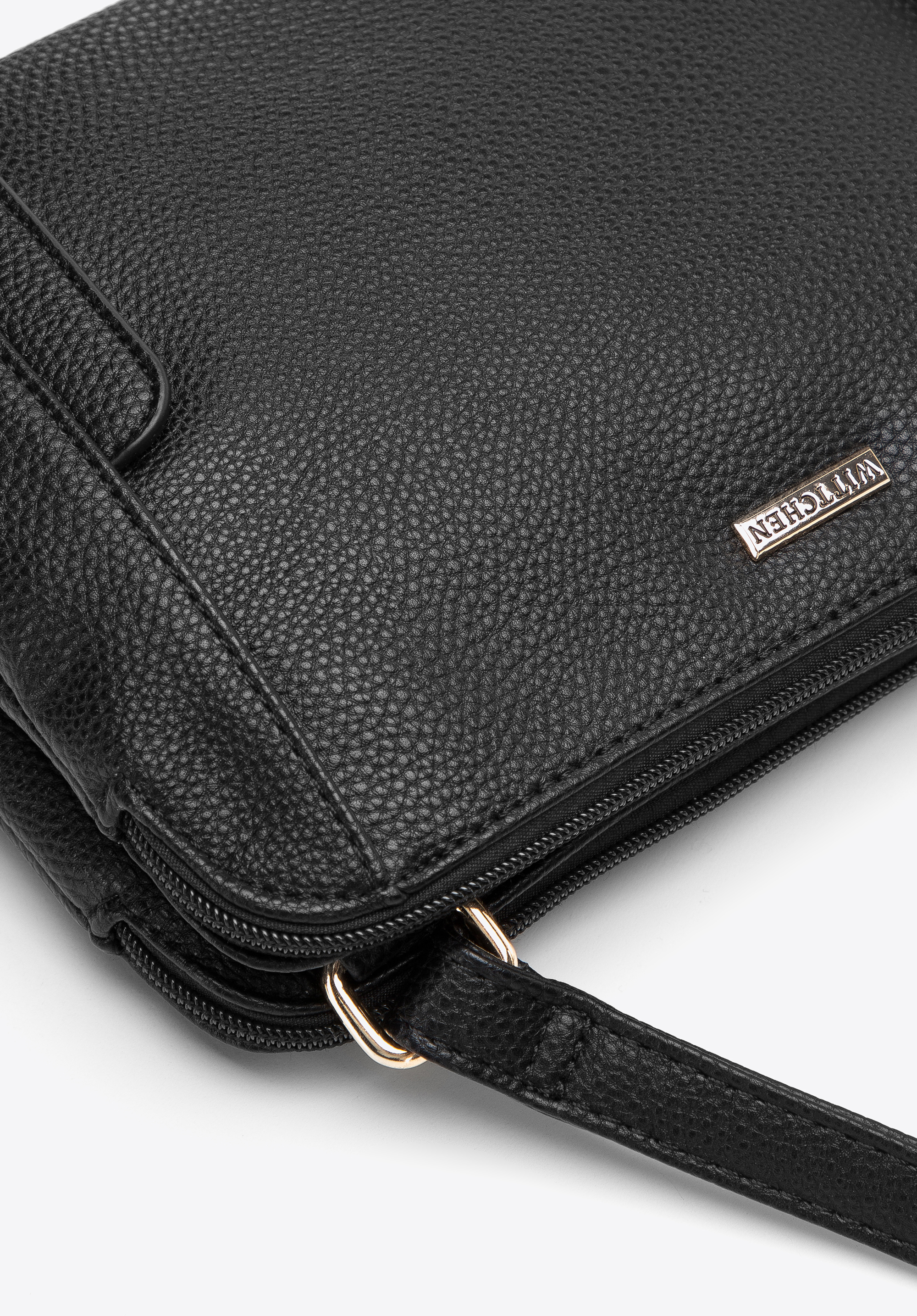 Damska listonoszka z ekoskóry dwukomorowa z ozdobnymi patkami