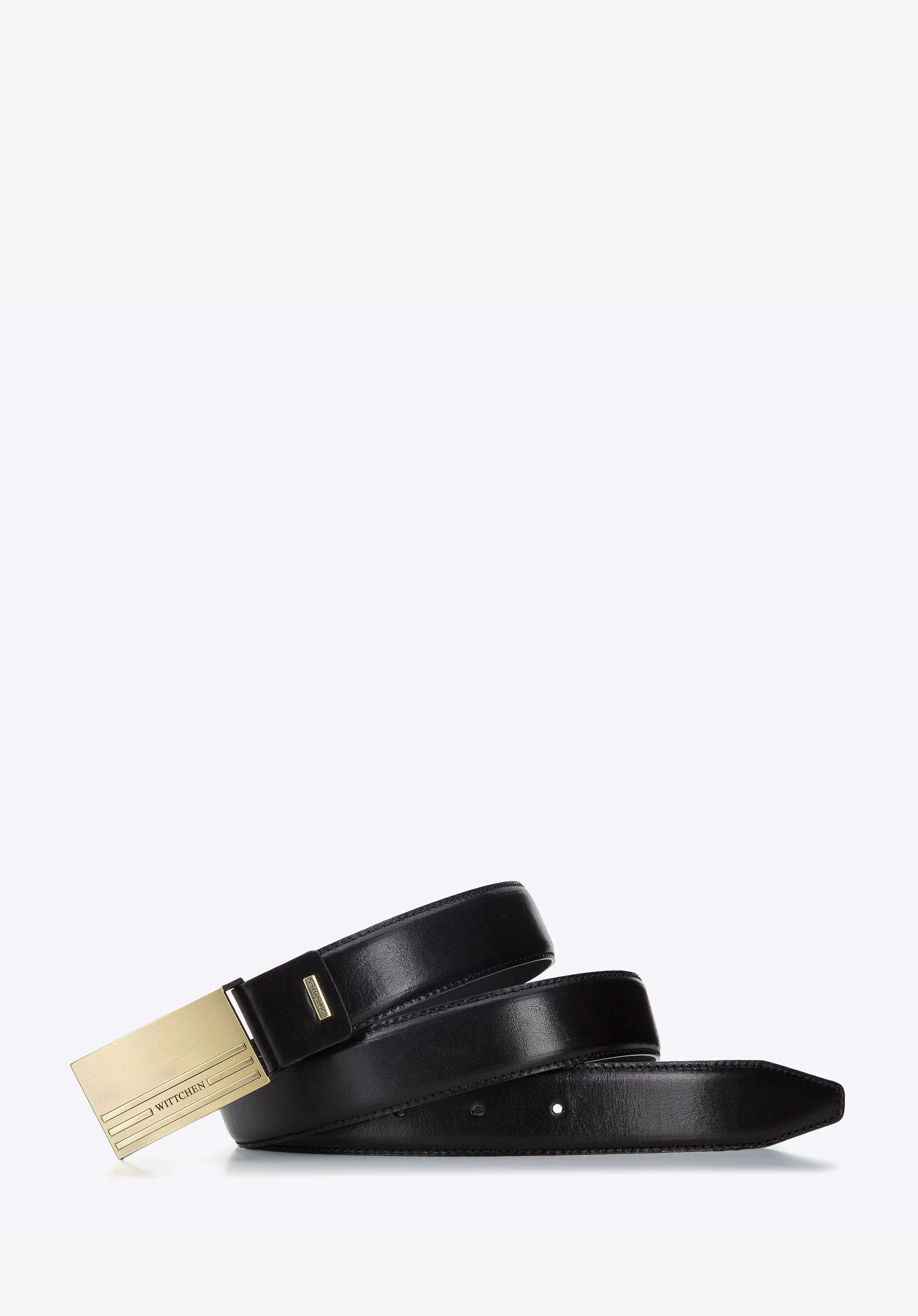 Męski pasek skórzany ze stębnowaniem i pełną klamrą