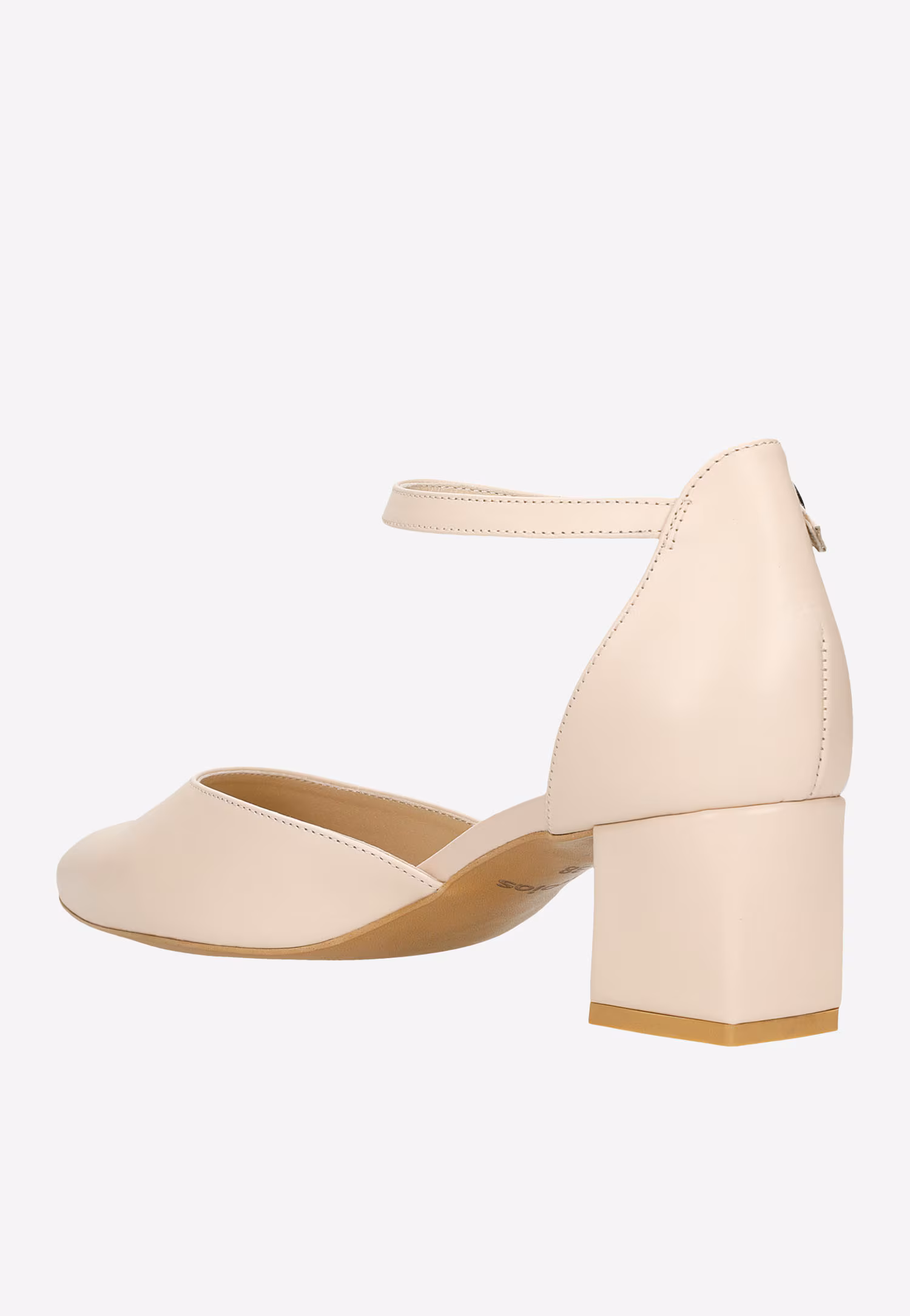 Złote czółenka damskie na niskim słupku