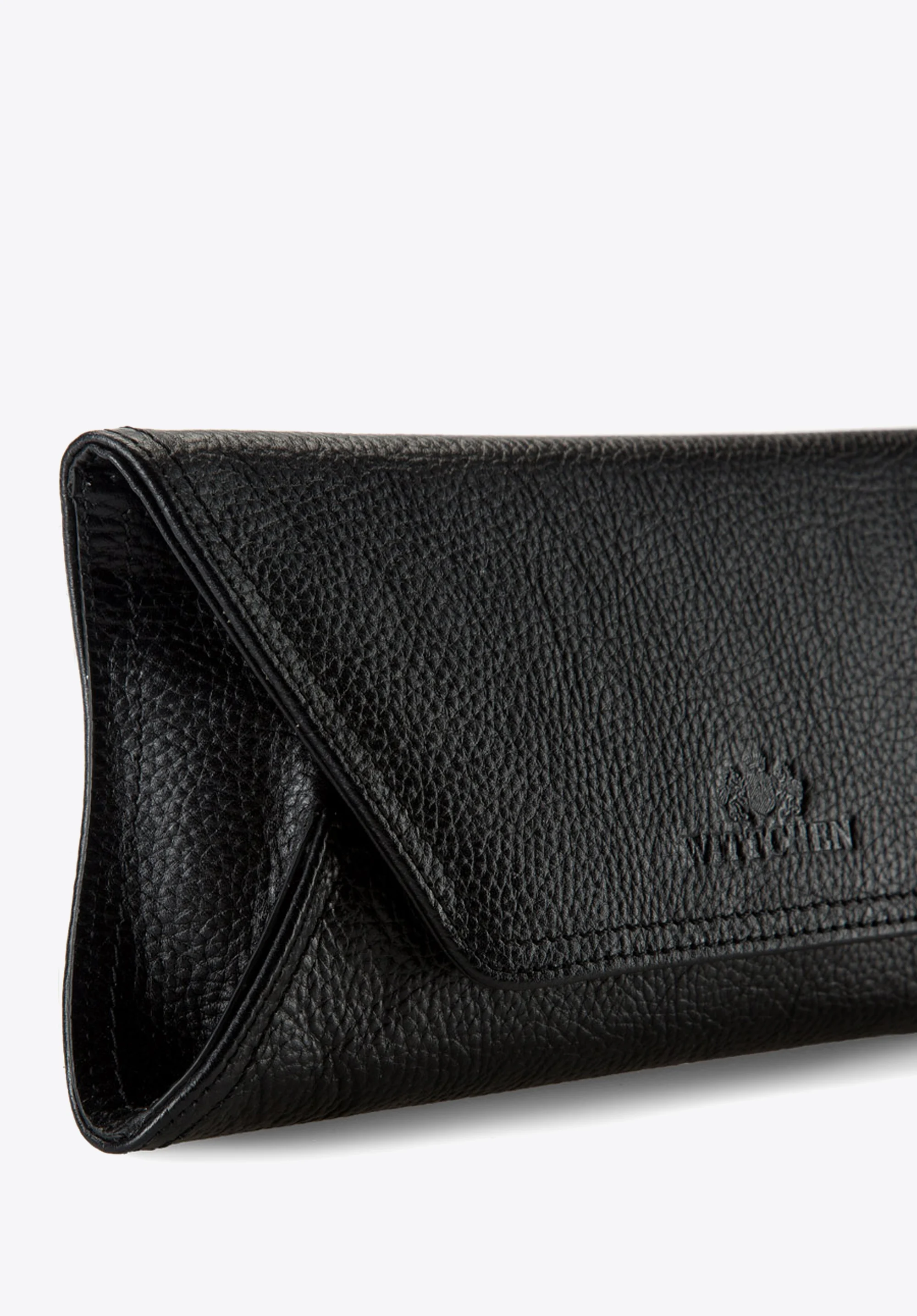 Kopertówka skórzana z zapięciem na zakładkę