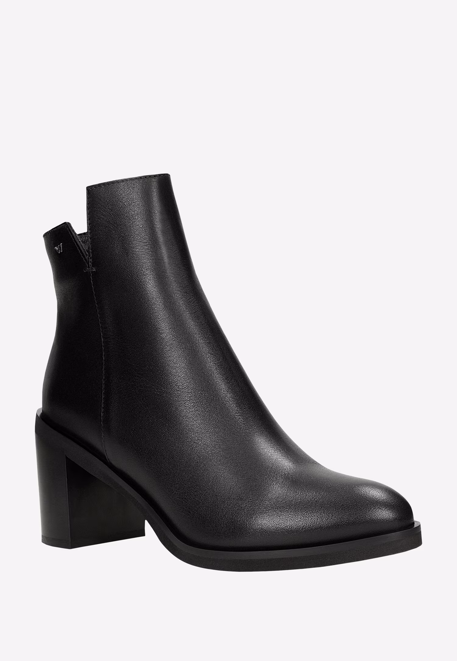 Eleganckie botki na obcasie z czarnej skóry licowej