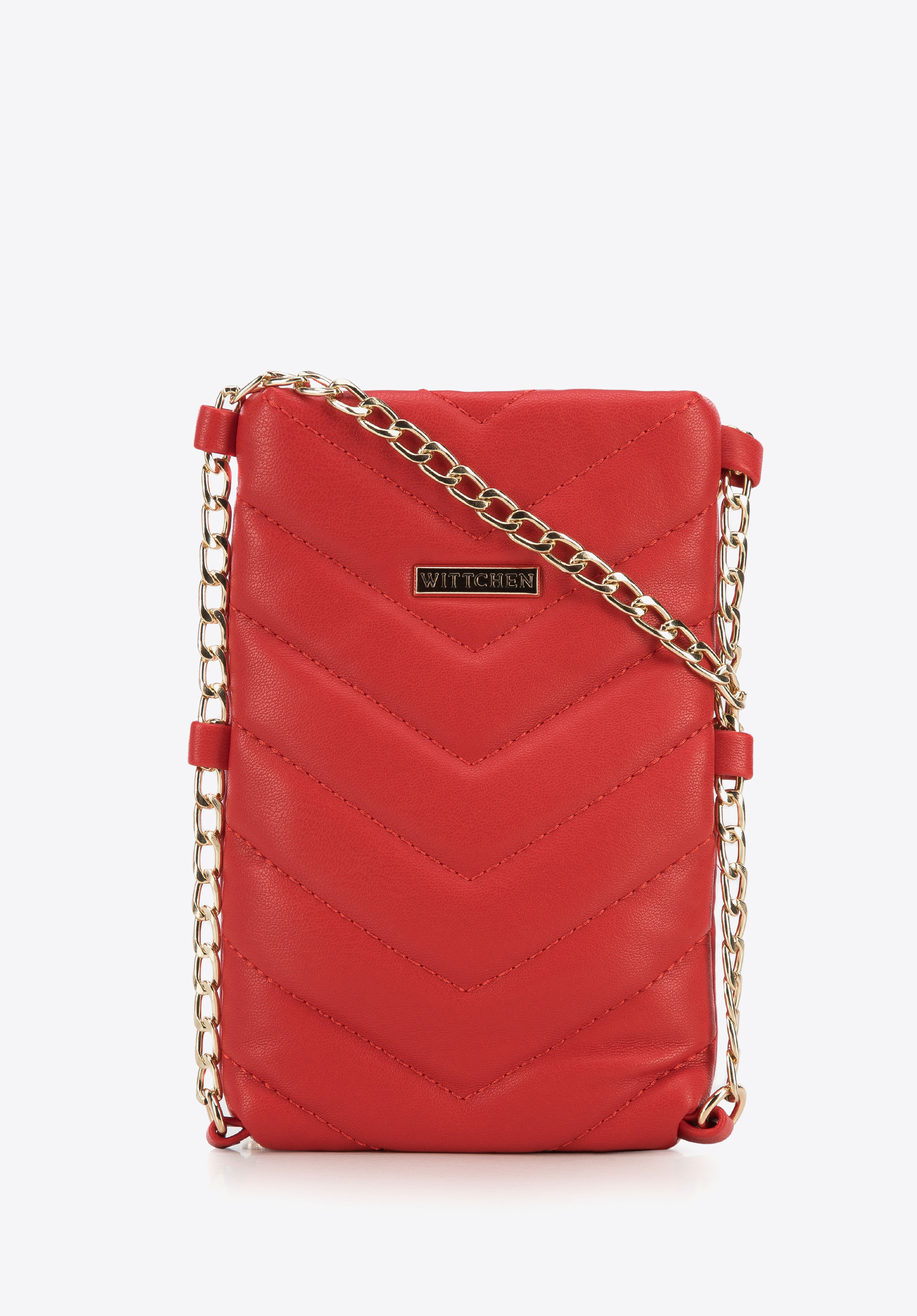 Minitorebka z pikowanej ekoskóry prostokątna na łańcuszku