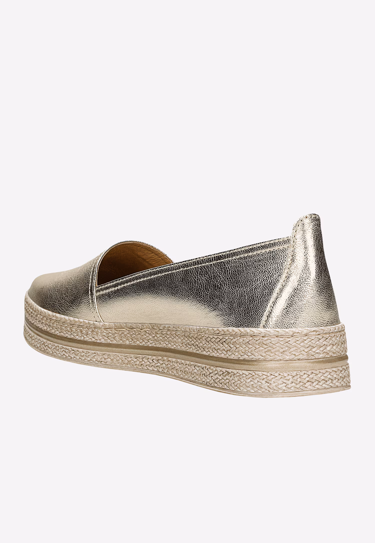 Białe wsuwane półbuty damskie na wysokiej podeszwie