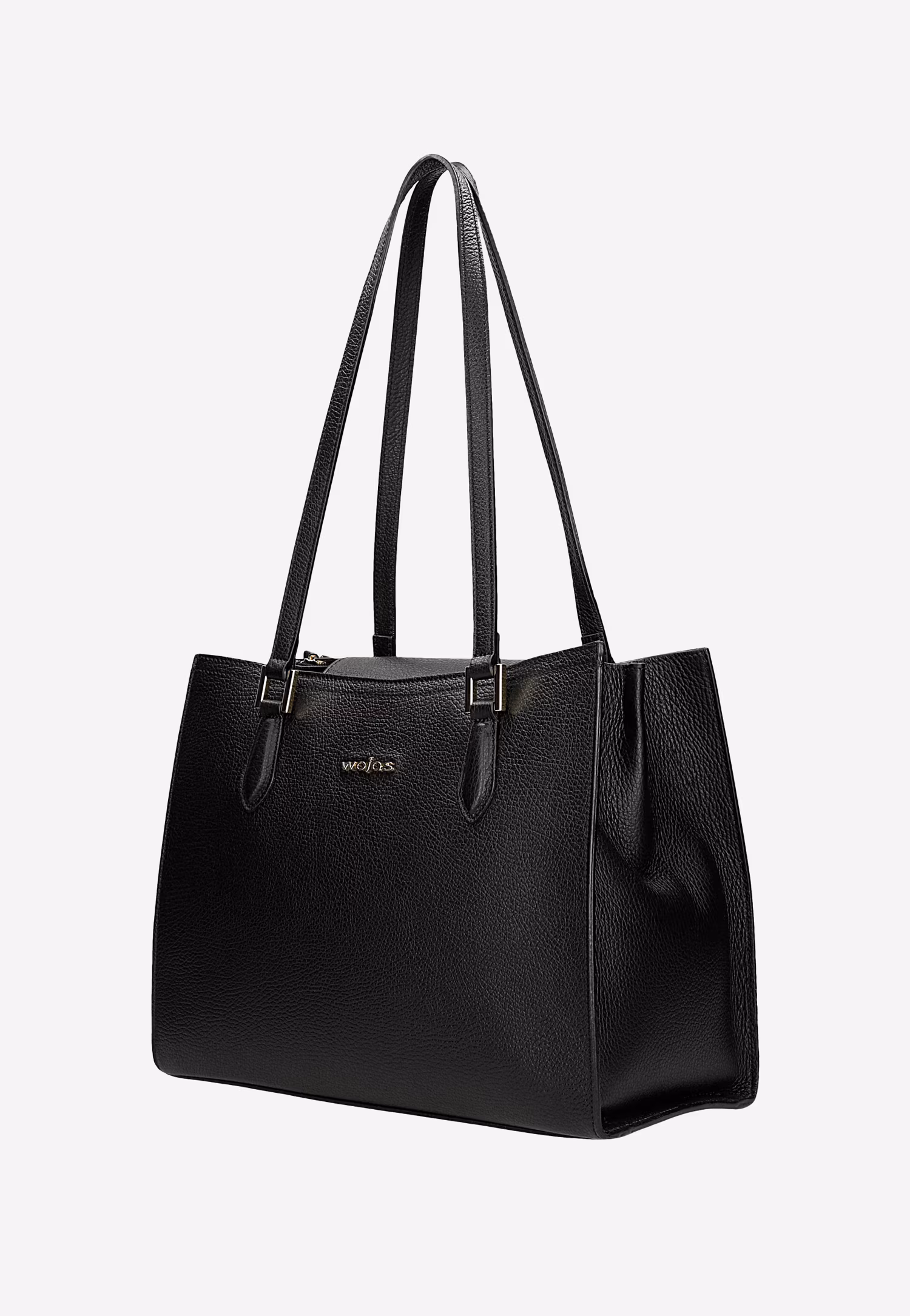 Czarny skórzany kuferek ze złotymi elementami