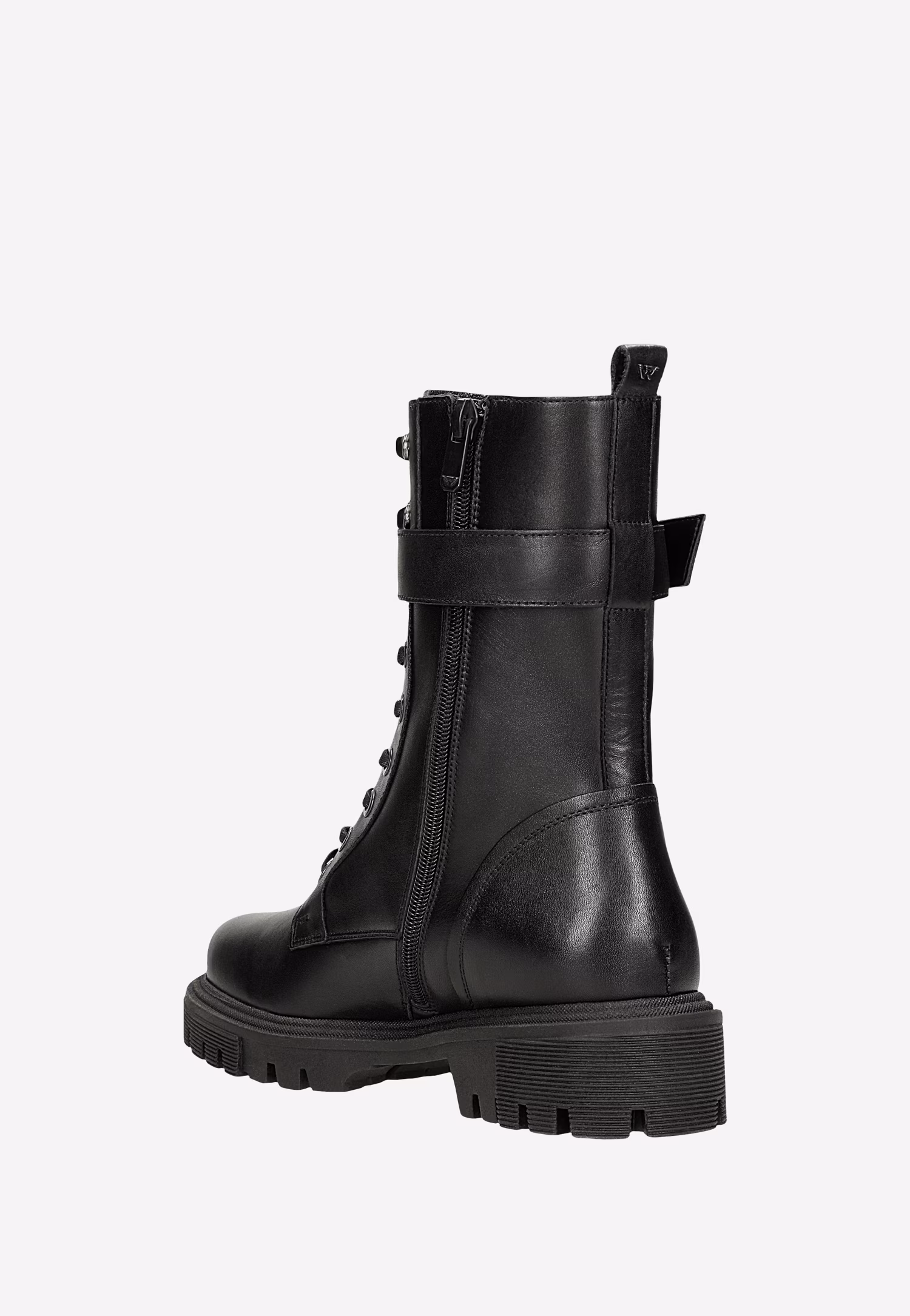 Czarne skórzane trzewiki w stylu motocyklowym