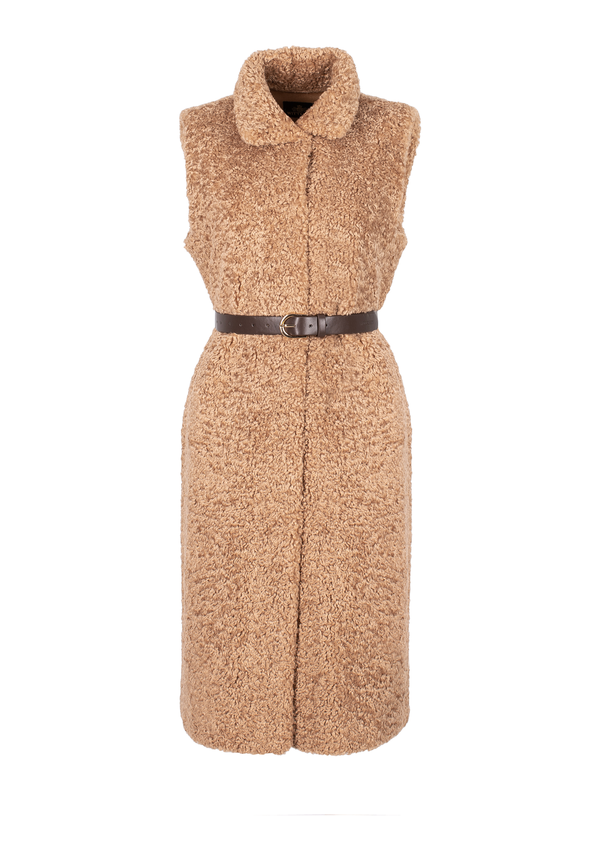 Damska kamizelka ze sztucznego baranka długa