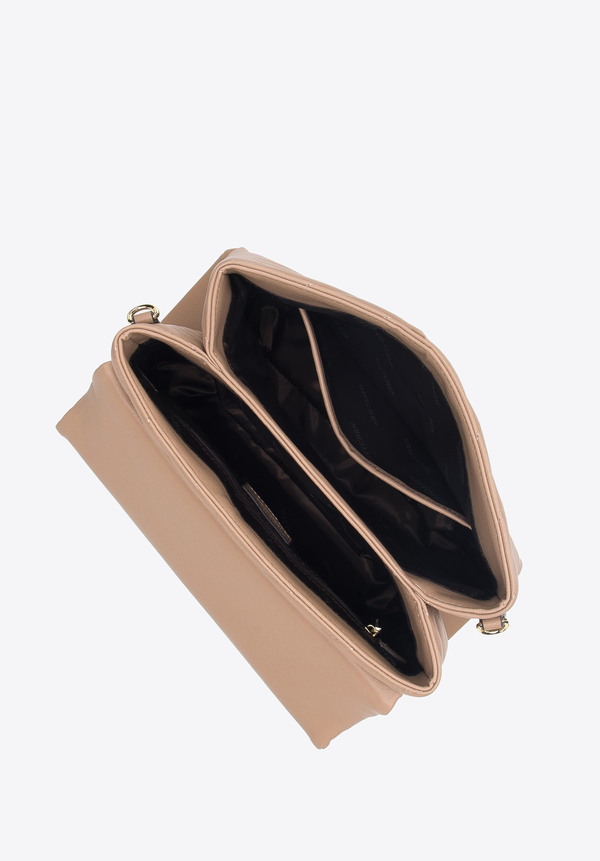 Damska torebka z pikowanej skóry na łańcuchu trapezowa