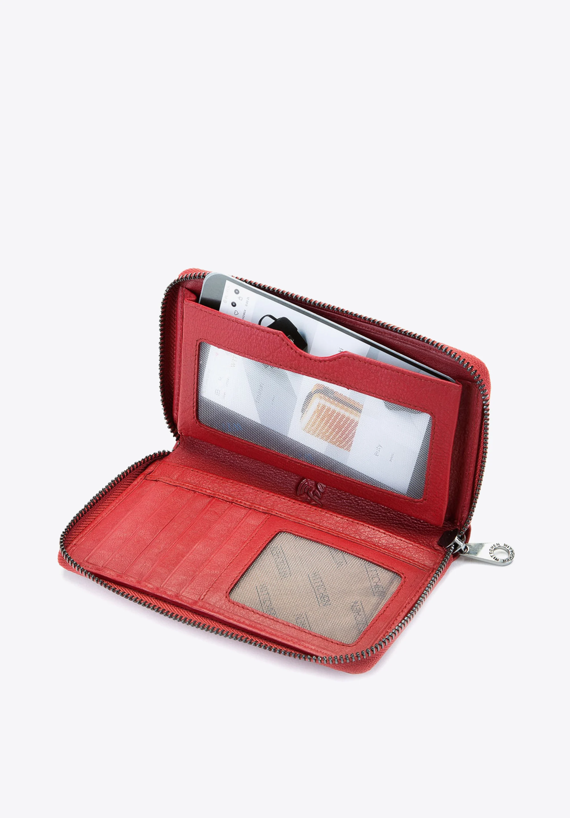 Damski portfel skórzany na pasku