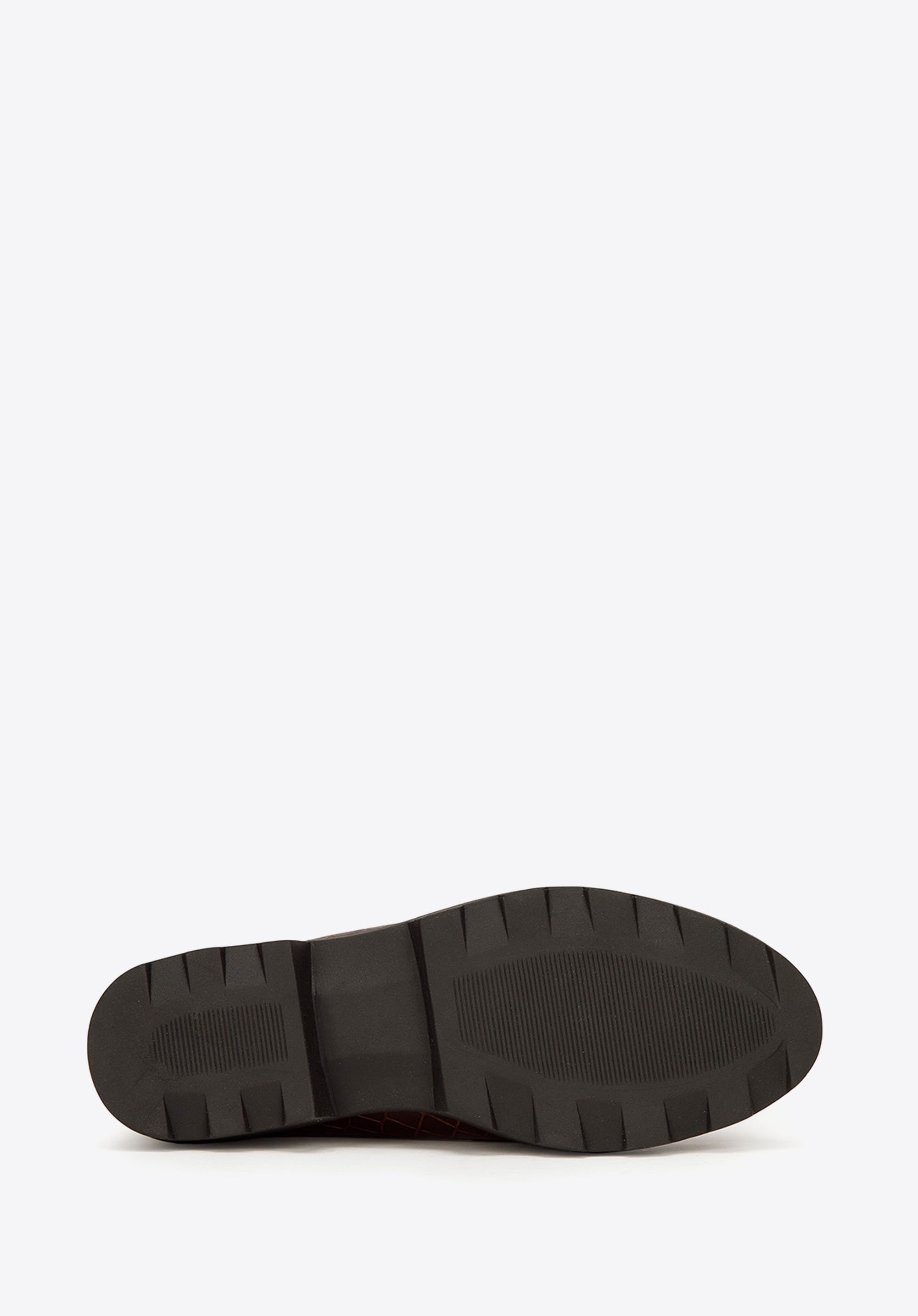 Damskie mokasyny skórzane z łańcuchem i na grubej podeszwie