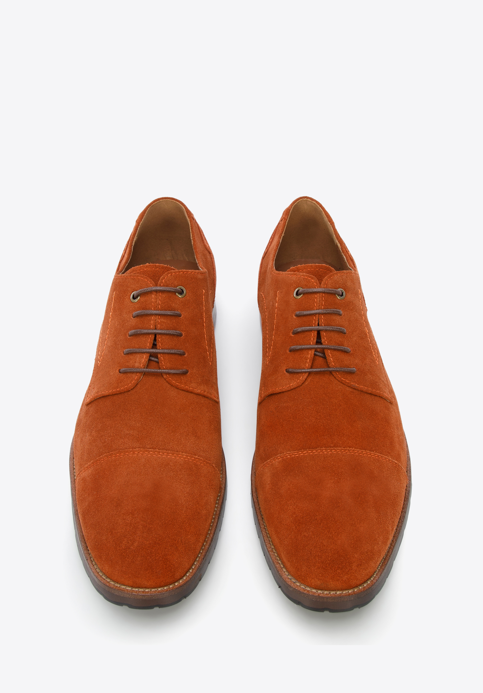 Męskie derby zamszowe z ozdobnymi obszyciami