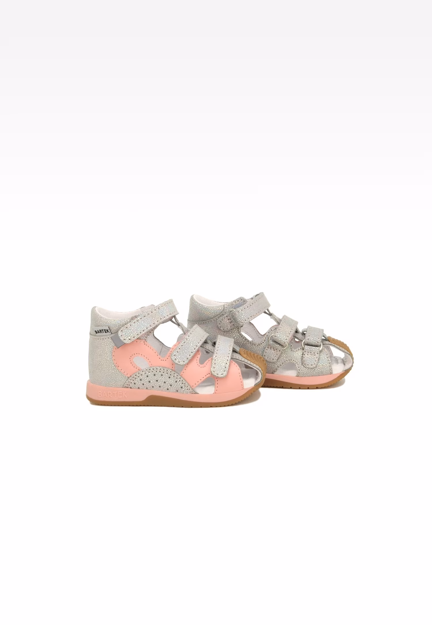 Sandały BARTEK 81021-008, dla dziewcząt, różowo-szary