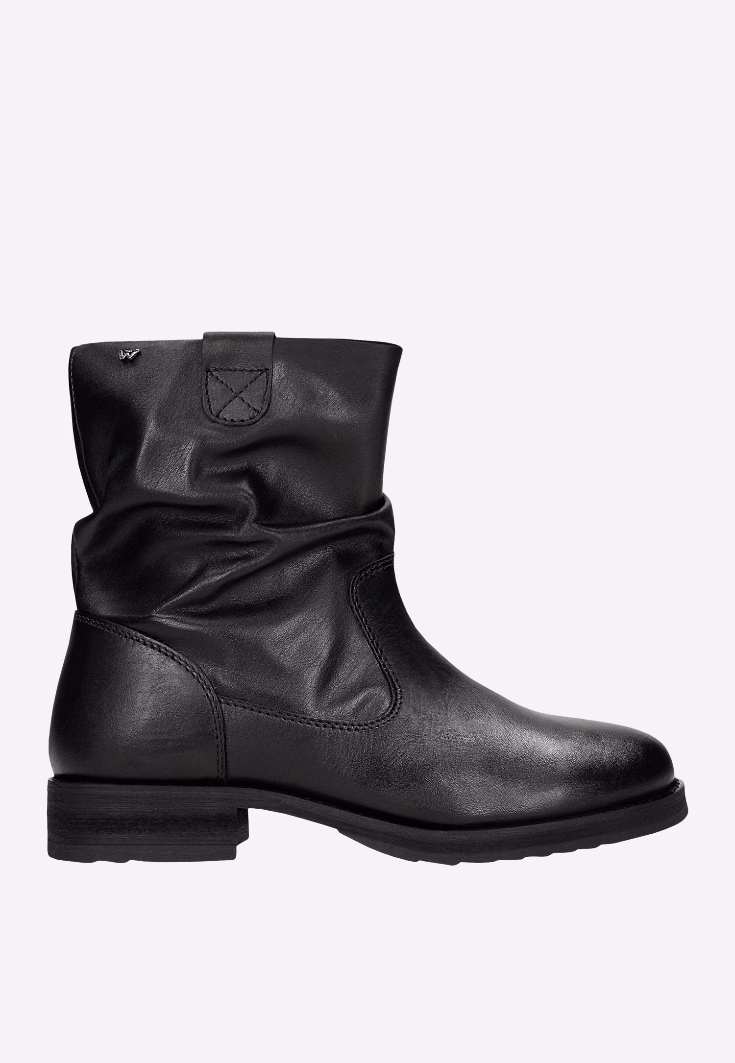 Czarne botki damskie z marszczoną cholewką