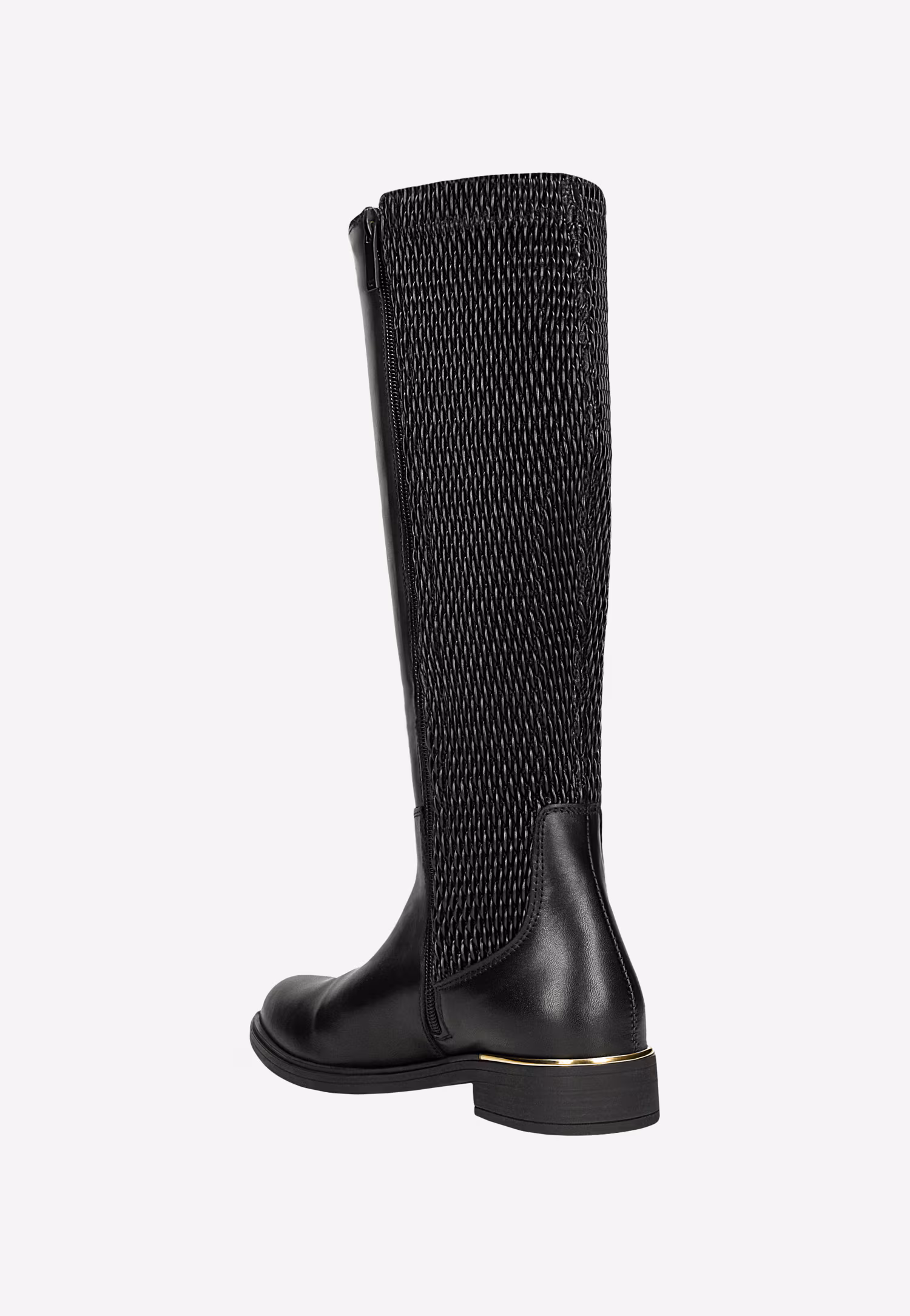 Czarne skórzane oficerki z elastyczną cholewką