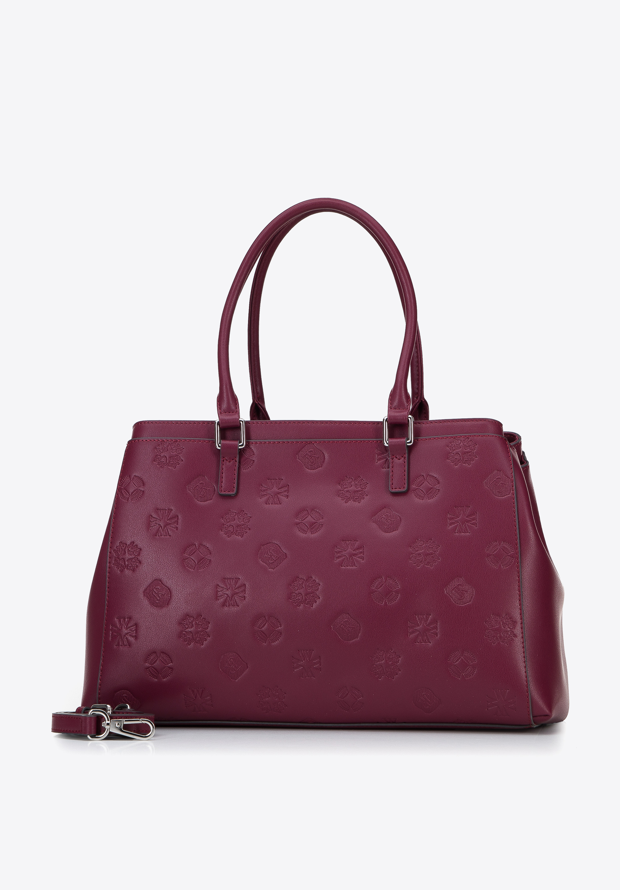 Torebka kuferek ze skóry tłoczonej w monogram