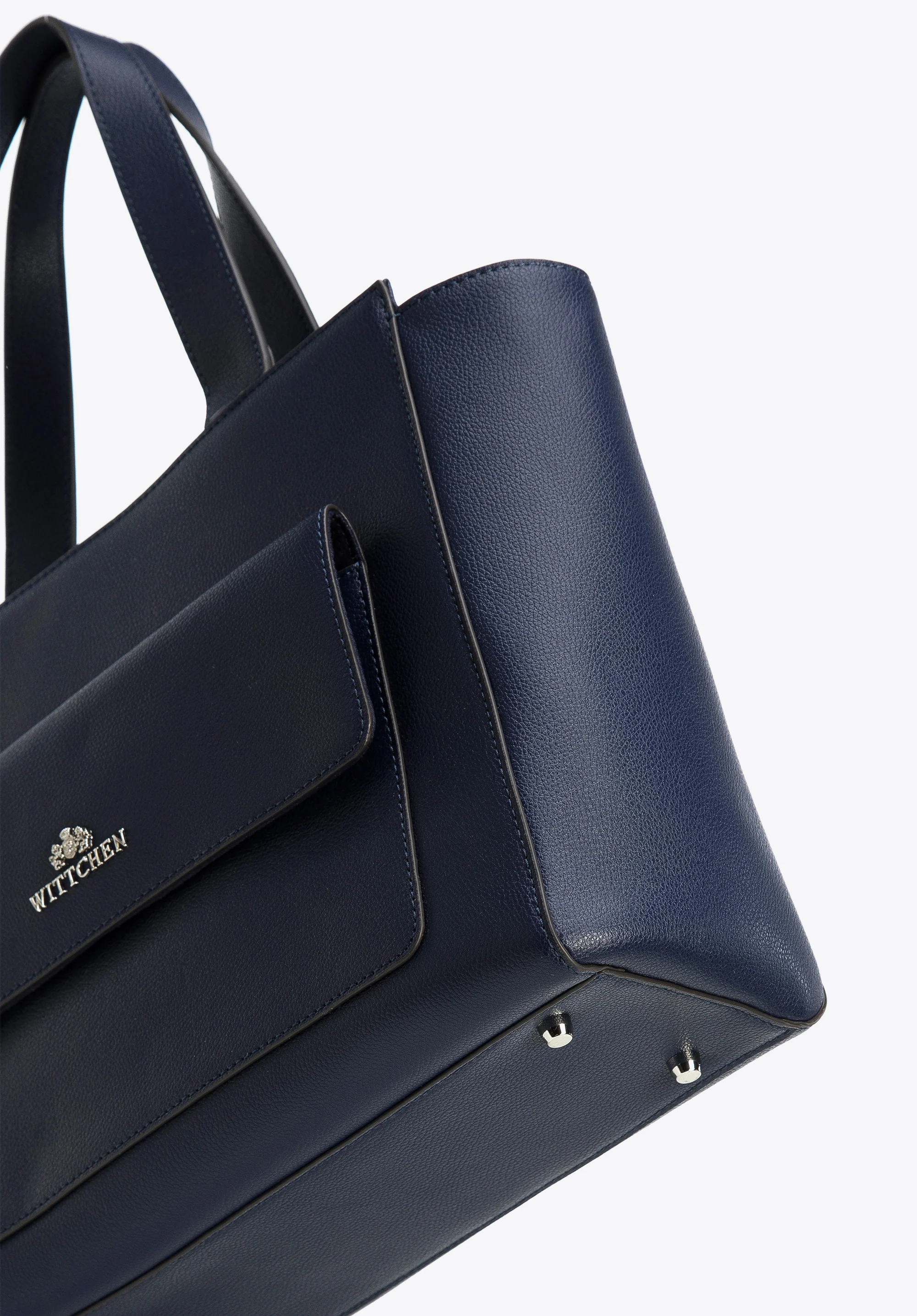 Torebka shopperka skórzana z kieszenią z przodu