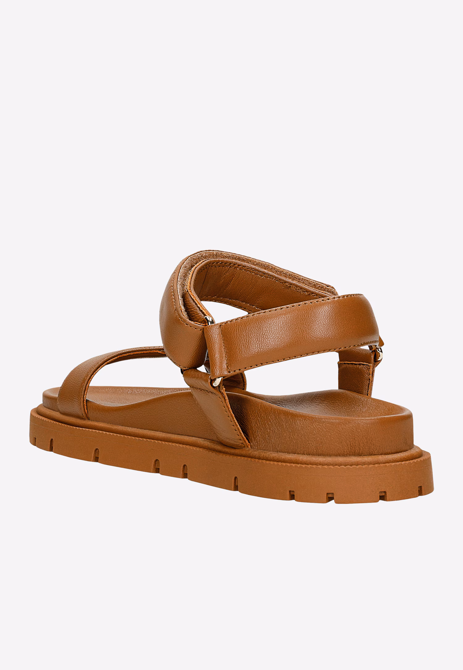 Jasnobeżowe skórzane sandały damskie ze złotymi elementami