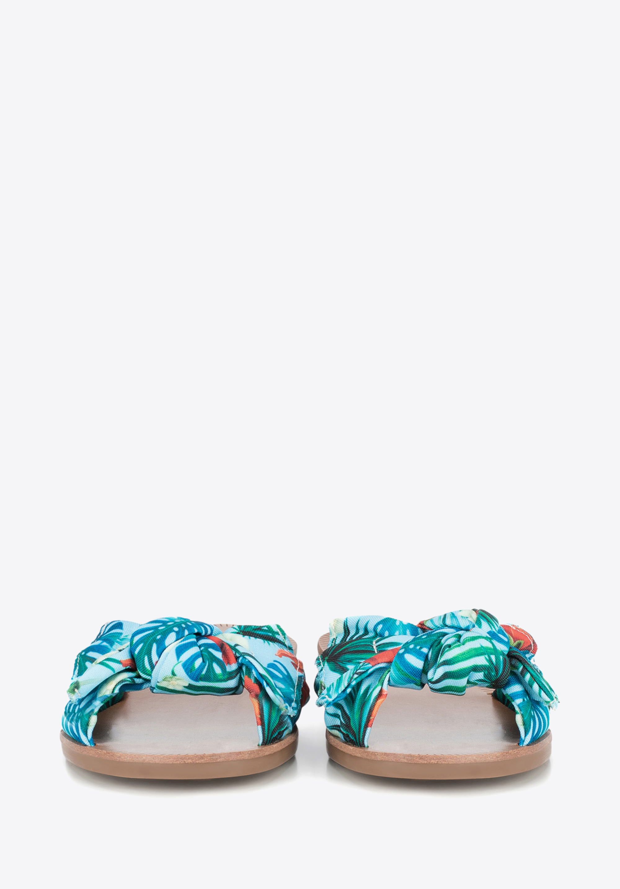 Damskie klapki materiałowe wzorzyste