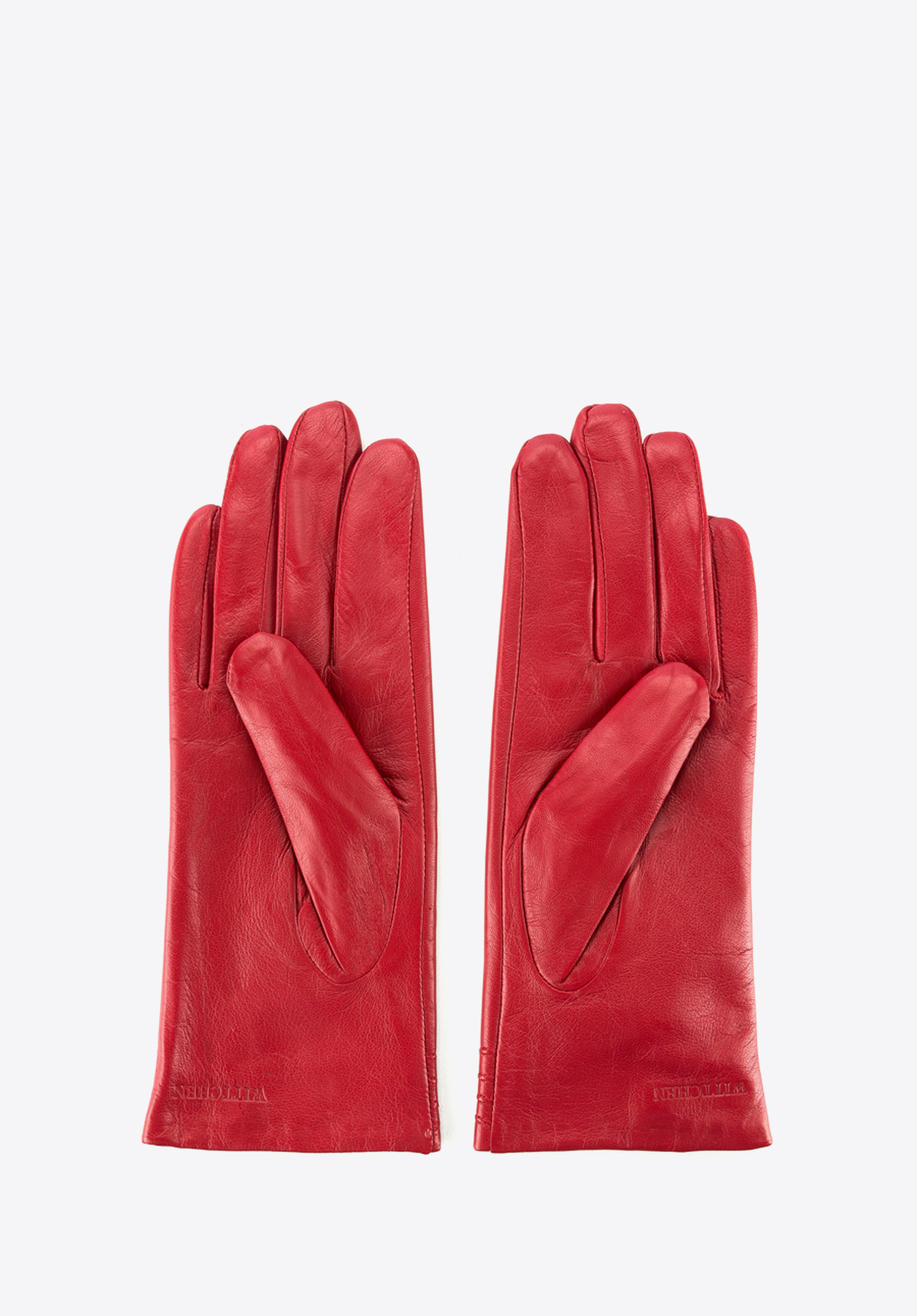 Damskie rękawiczki ze skóry z przeszyciami