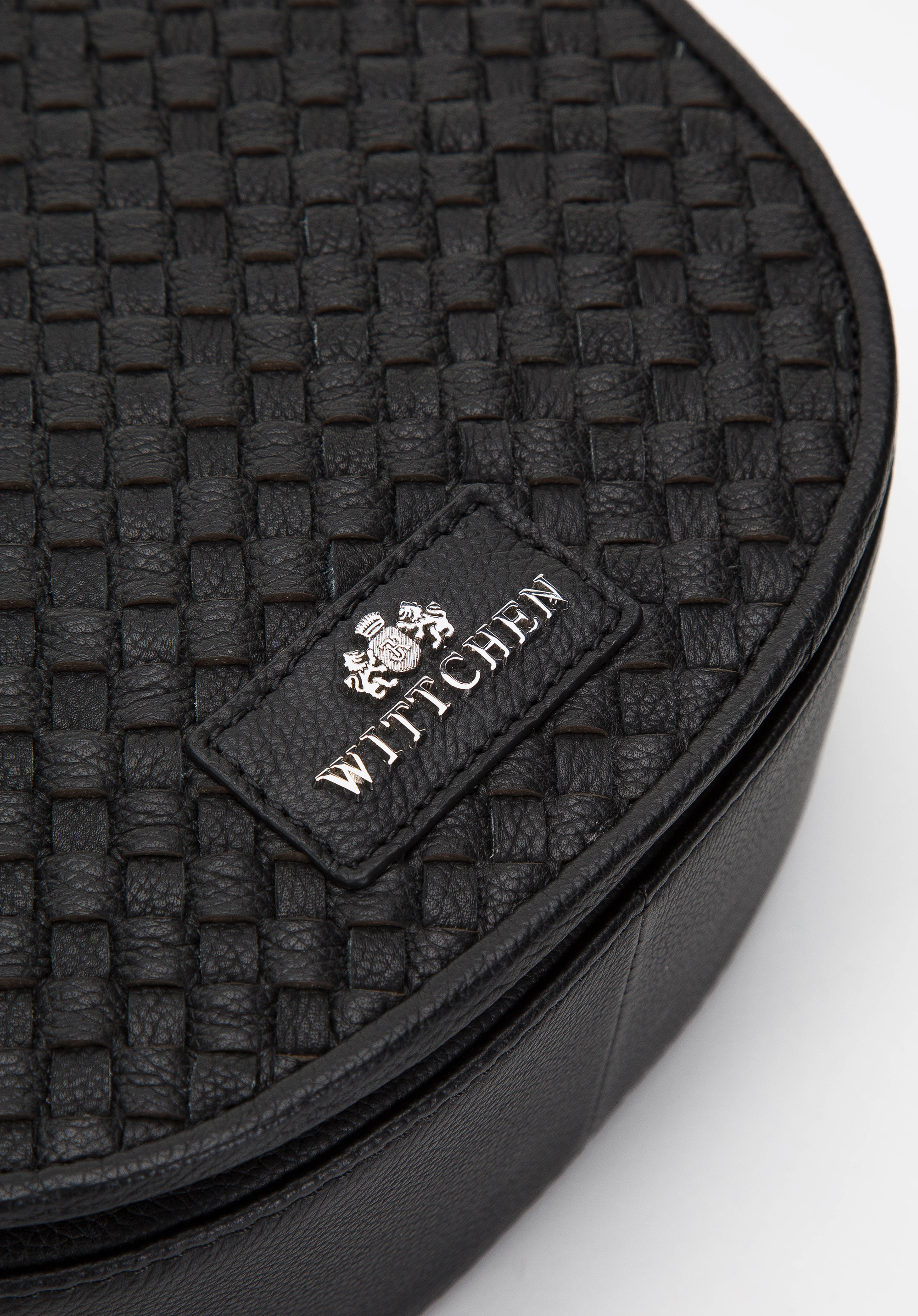 Damska listonoszka skórzana z plecionką na przodzie